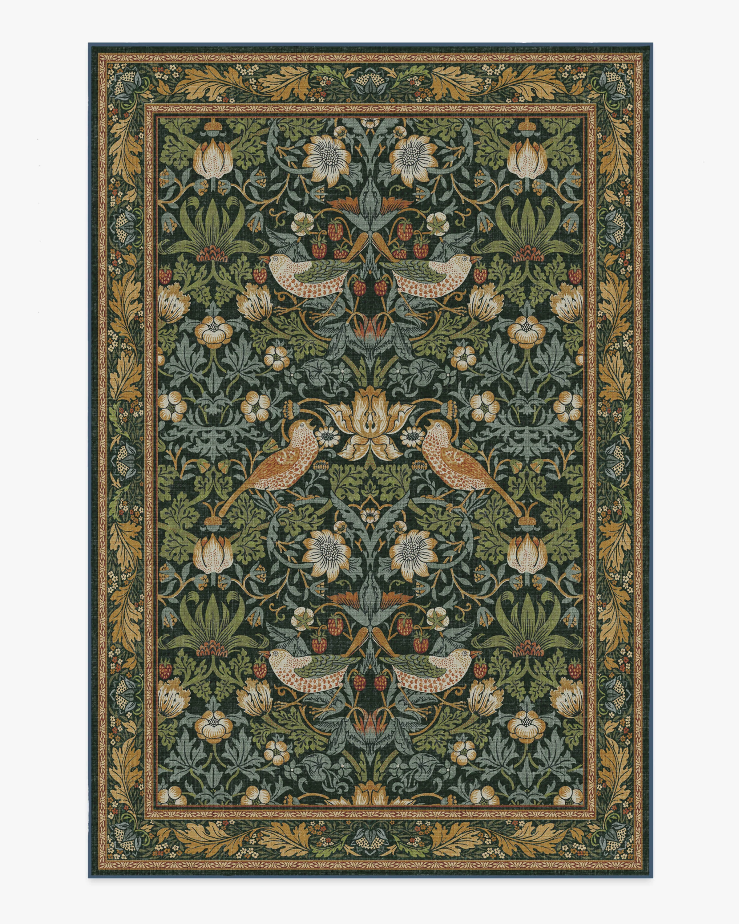 Strawberry Thief Indigo Flatwoven Rug by Morris & Co.