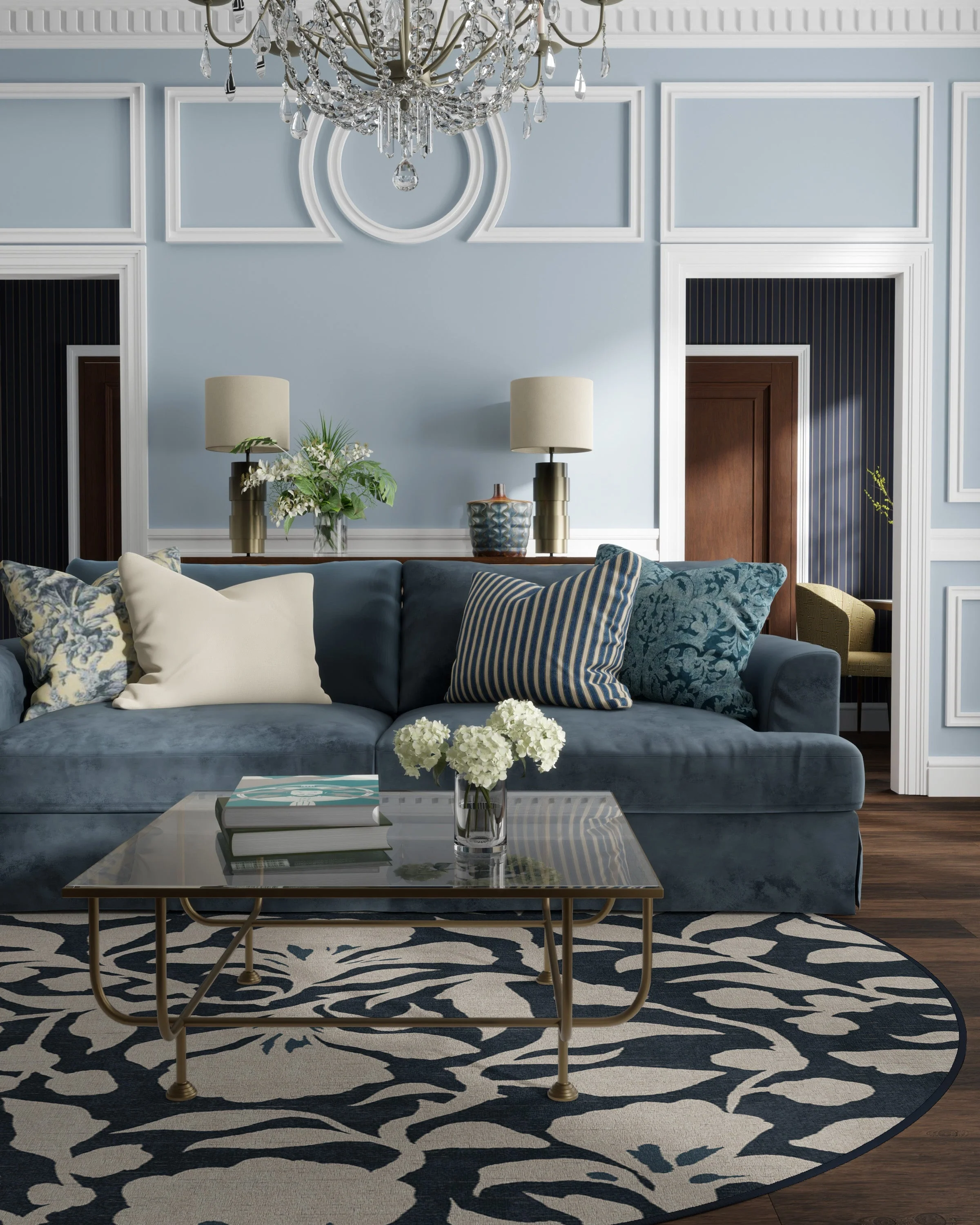 Flora Ink Blue & Ivory Rug by The Hiltons
