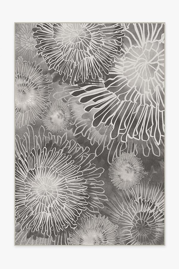 Chrysanthemum Ash Grey Flatwoven Rug
