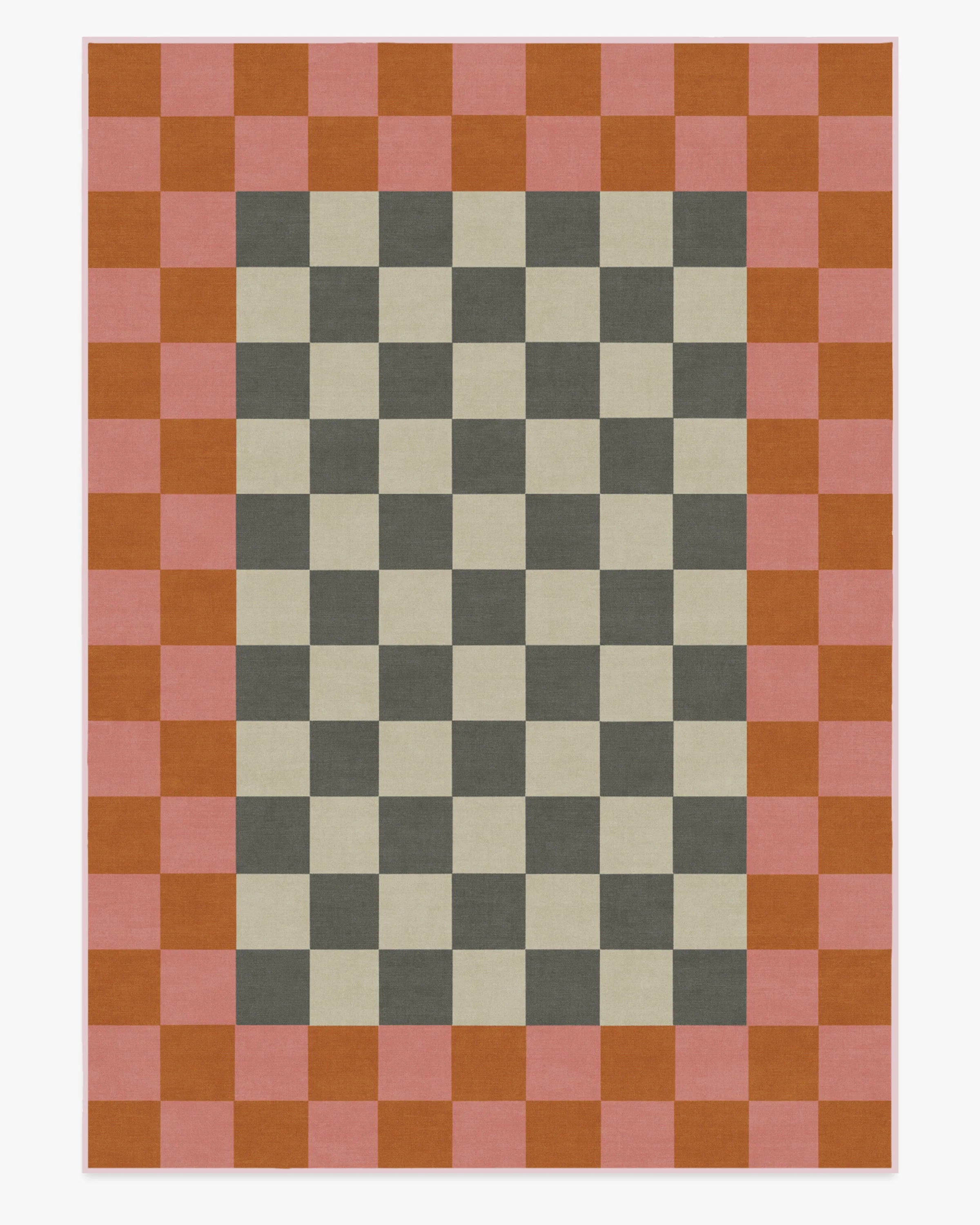 Checker Border Pink & Orange Flatwoven Rug by Jonathan Adler