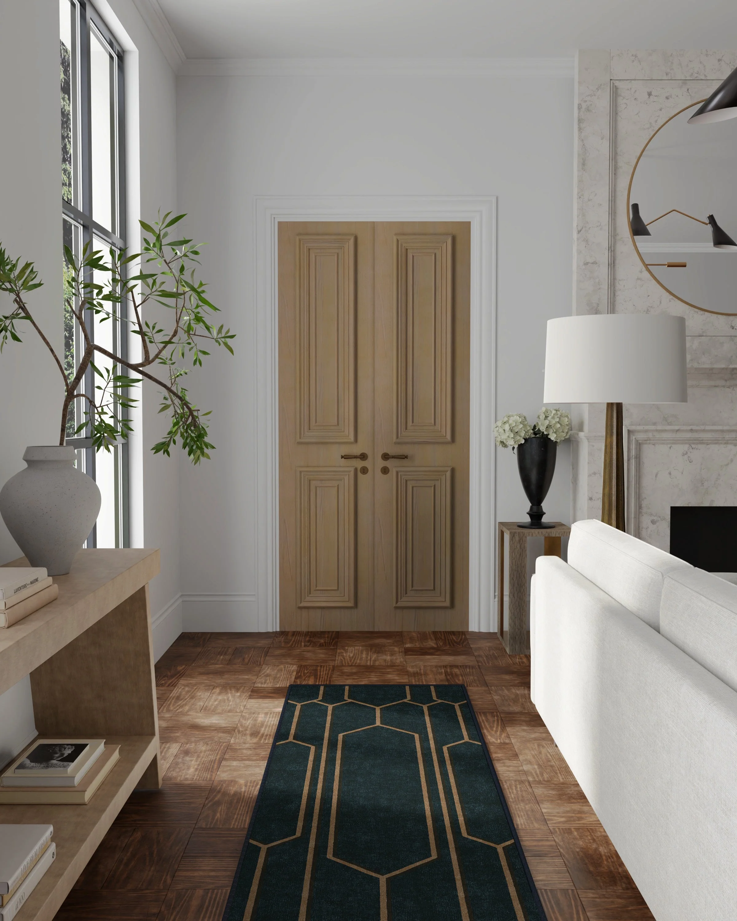 Bryant Marine Blue & Gold Flatwoven Rug by The Hiltons