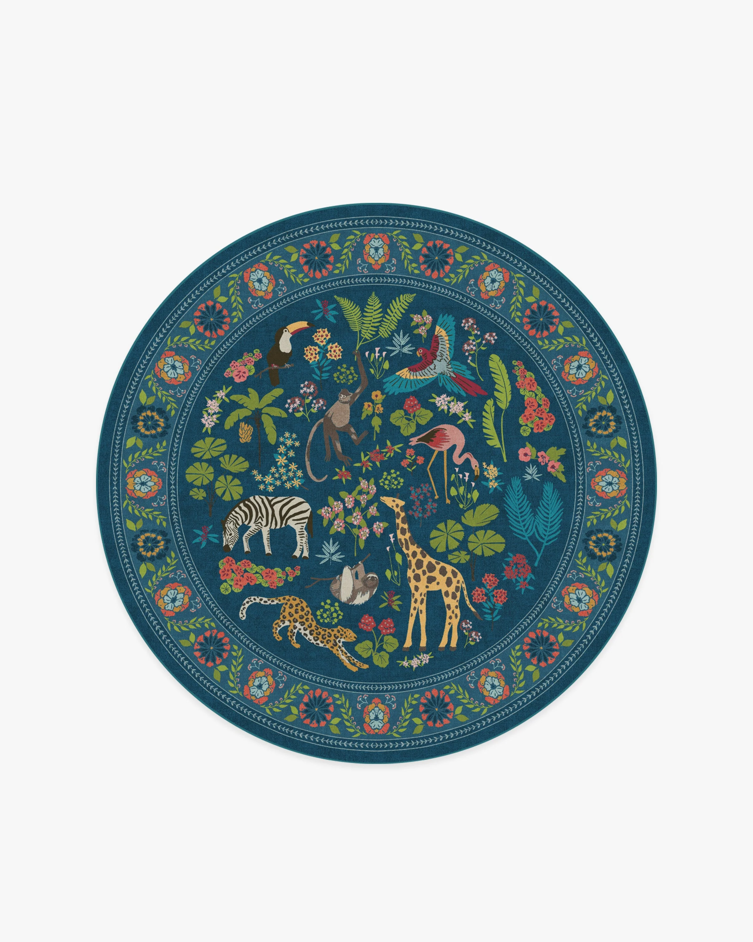 Jingle Jungle Royal Blue Flatwoven Rug by Iris Apfel