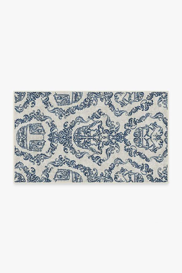 Dark Side Damask Delft Blue Flatwoven Rug