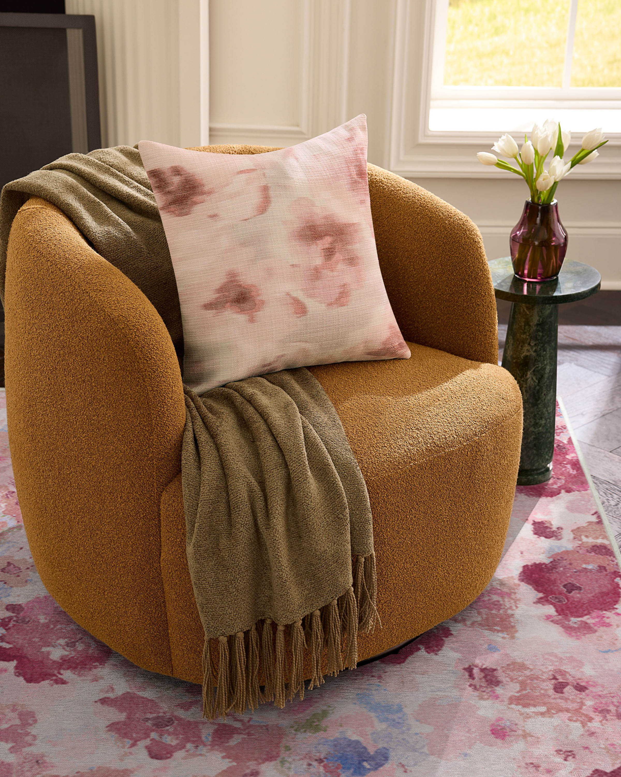 Emma Blush Woven Throw Pillow