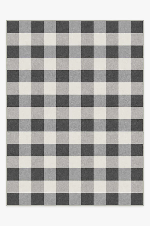 Buffalo Plaid Black & White Flatwoven Rug