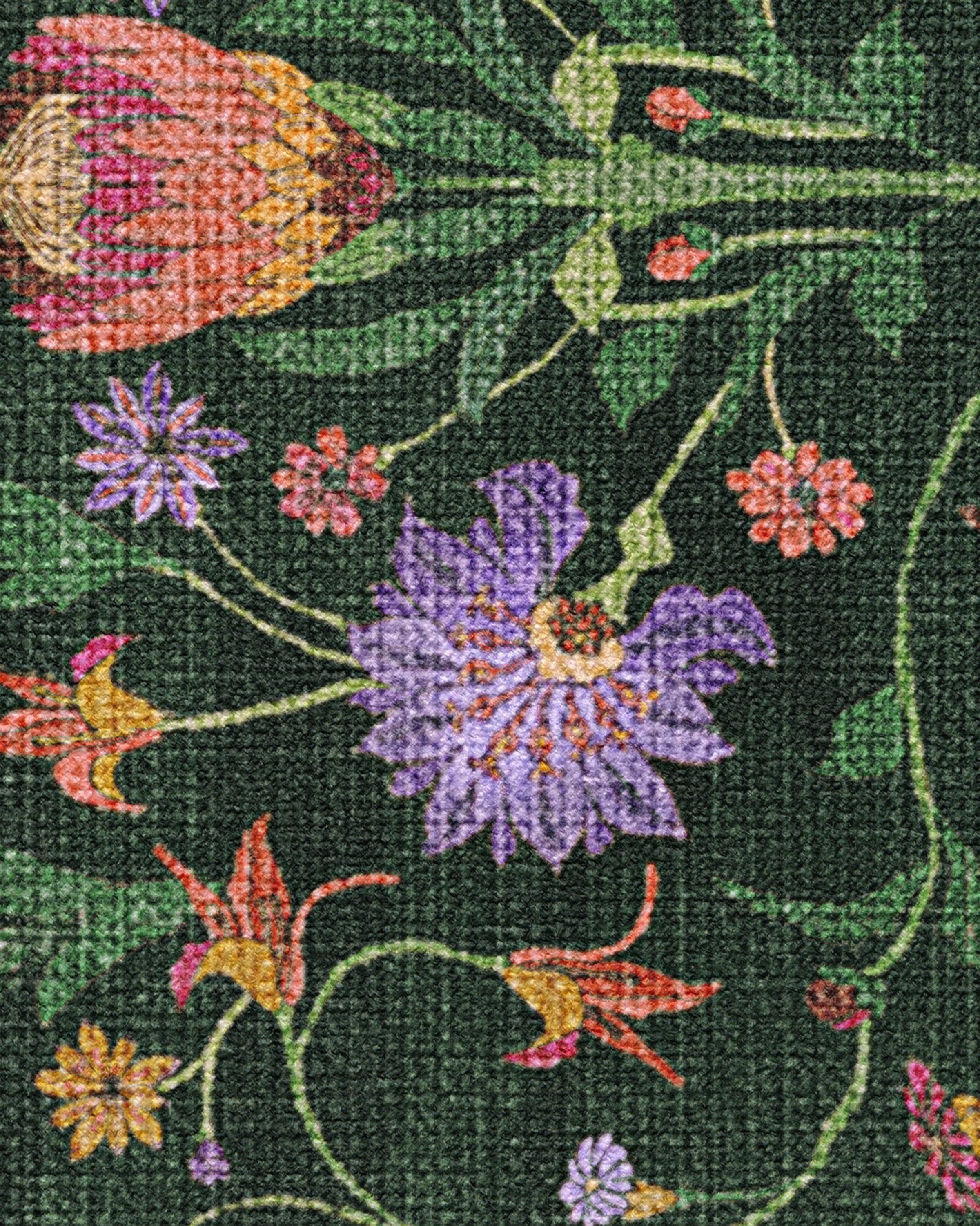 Protea Forest Green Rug by Iris Apfel