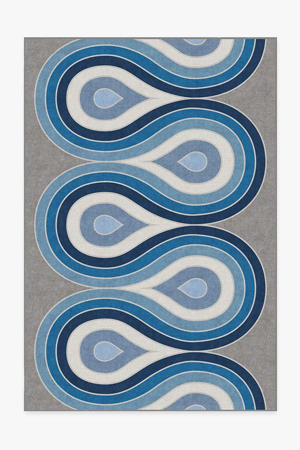 Milano Blue Steel Flatwoven Rug by Jonathan Adler