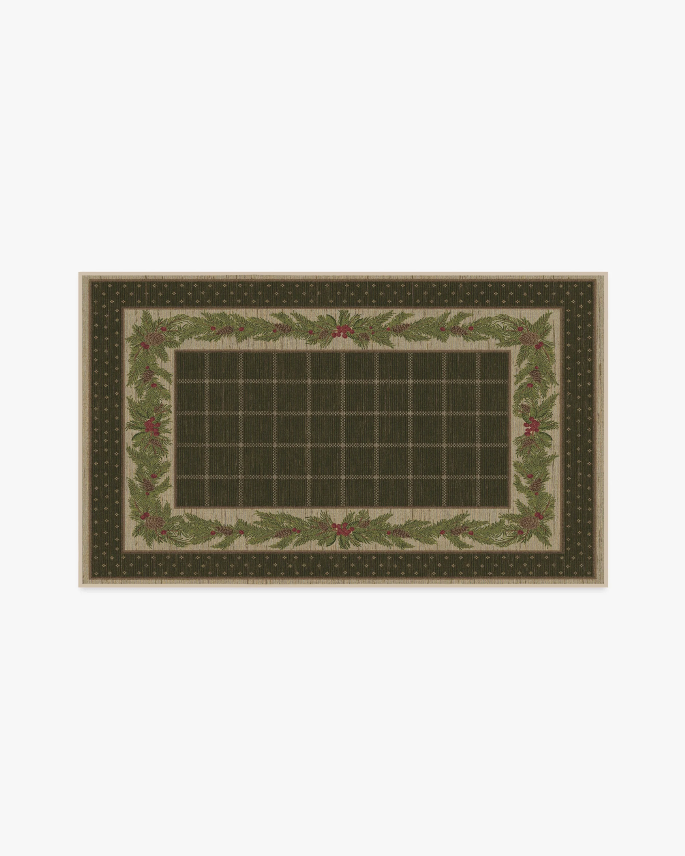 Pine Border Dark Olive Rug