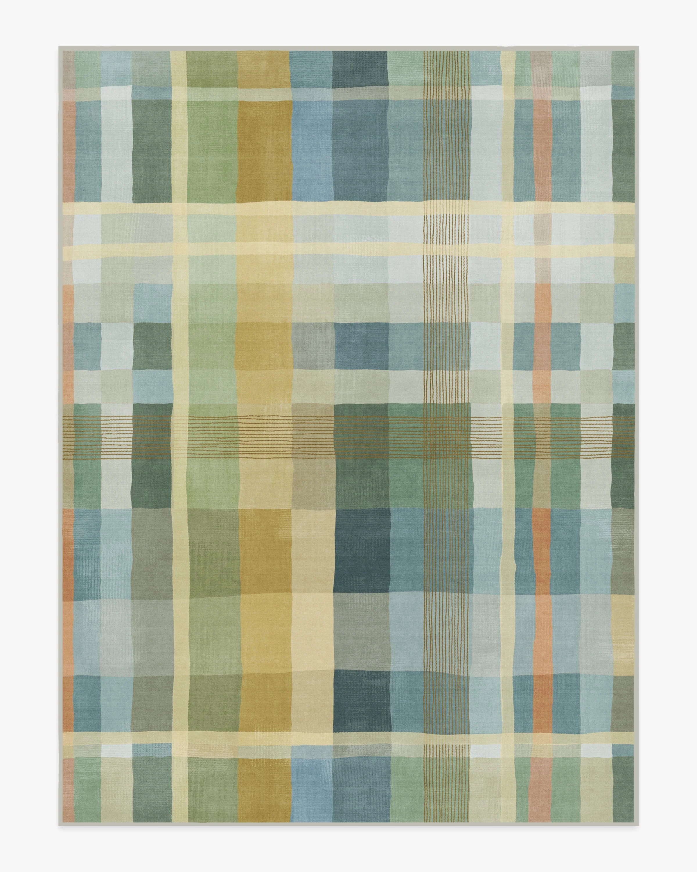 Margot Plaid Blue Flatwoven Rug