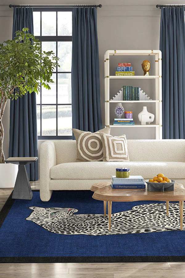 Snow Leopard Sapphire Rug by Jonathan Adler