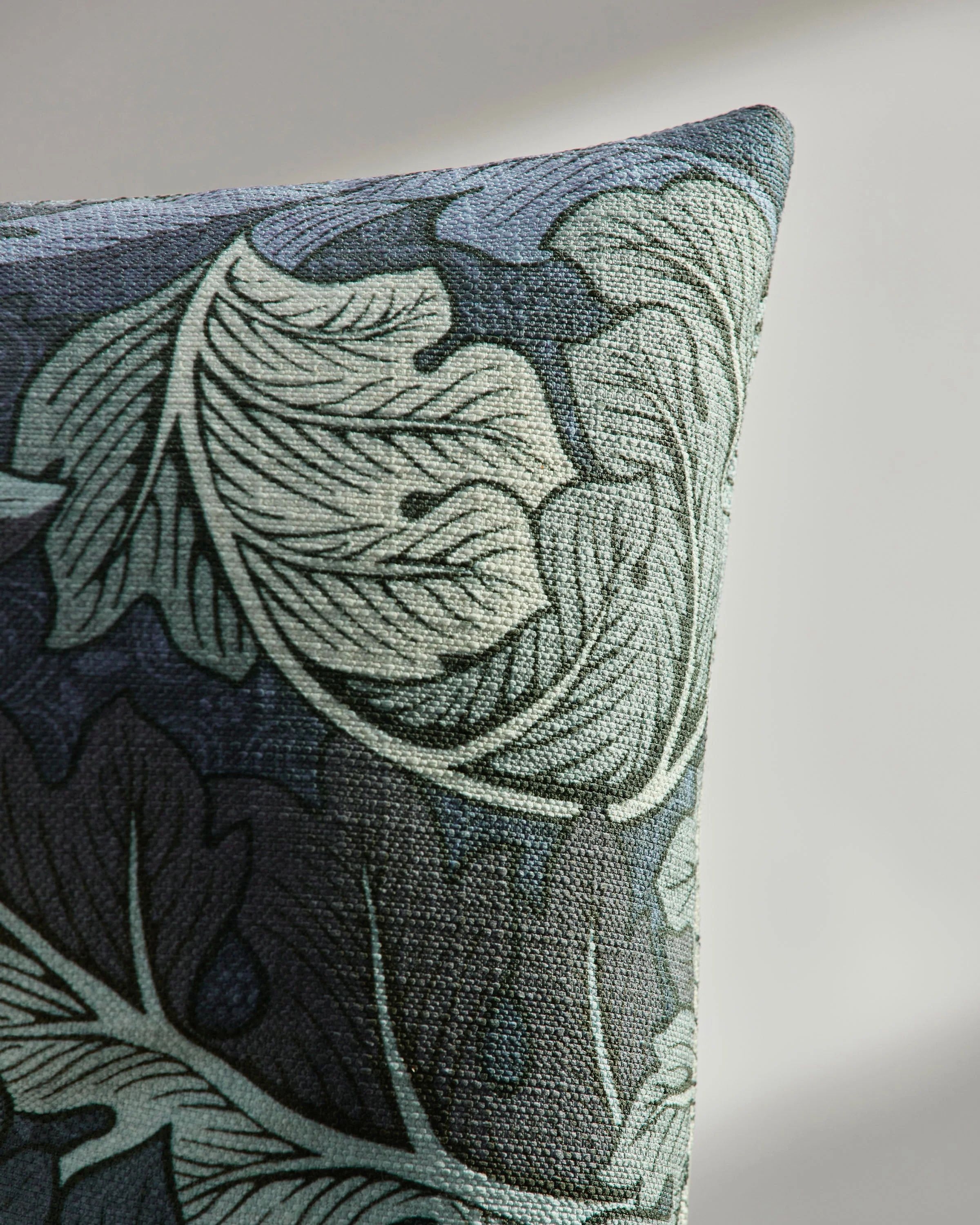 Acanthus Dusk Blue Woven Throw Pillow by Morris & Co.