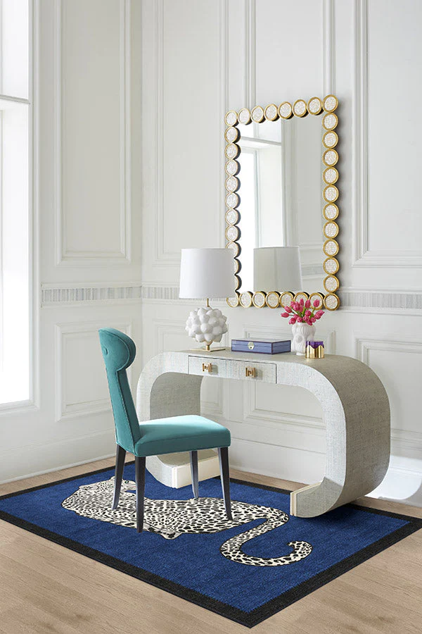 Snow Leopard Sapphire Rug by Jonathan Adler