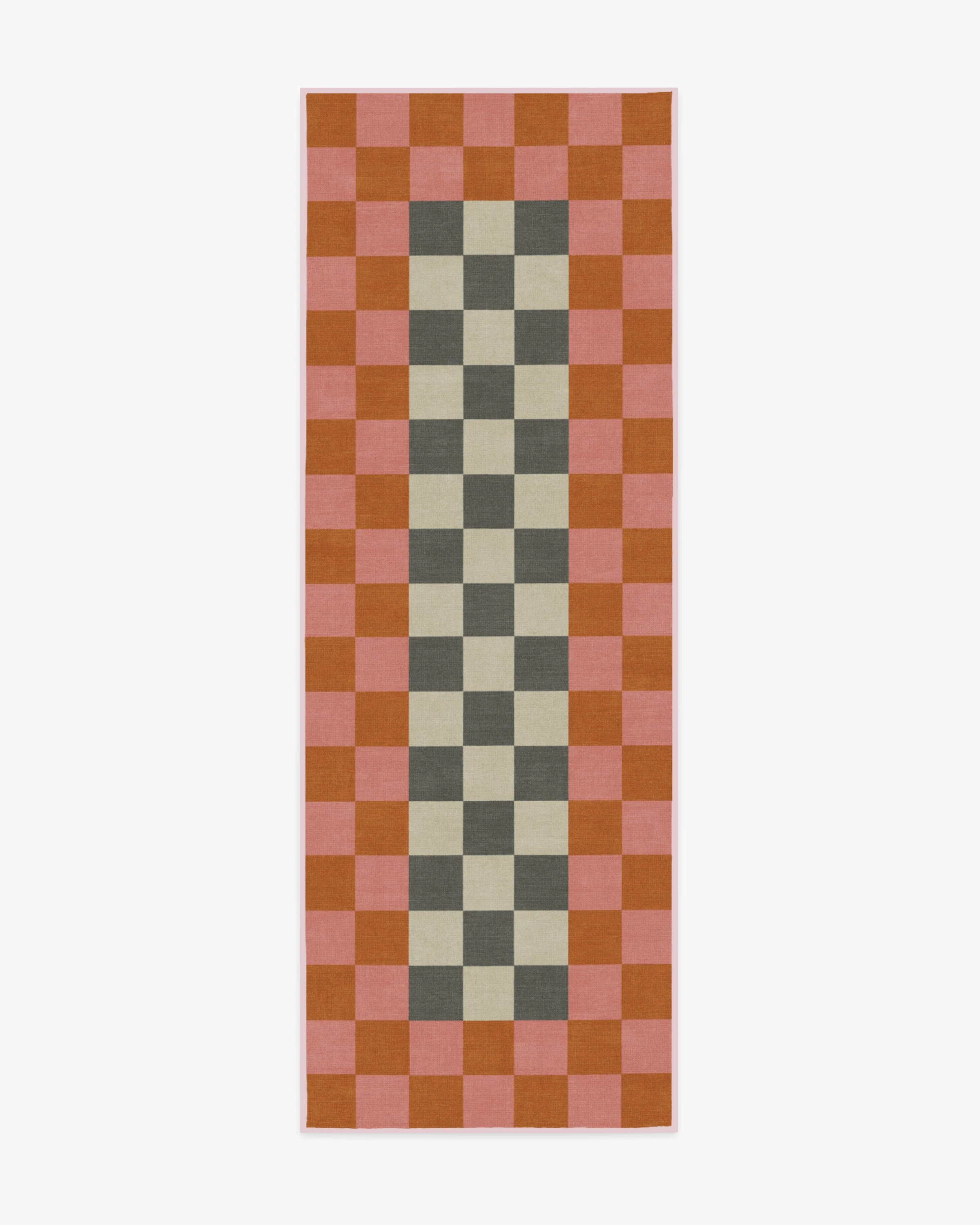 Checker Border Pink & Orange Flatwoven Rug by Jonathan Adler