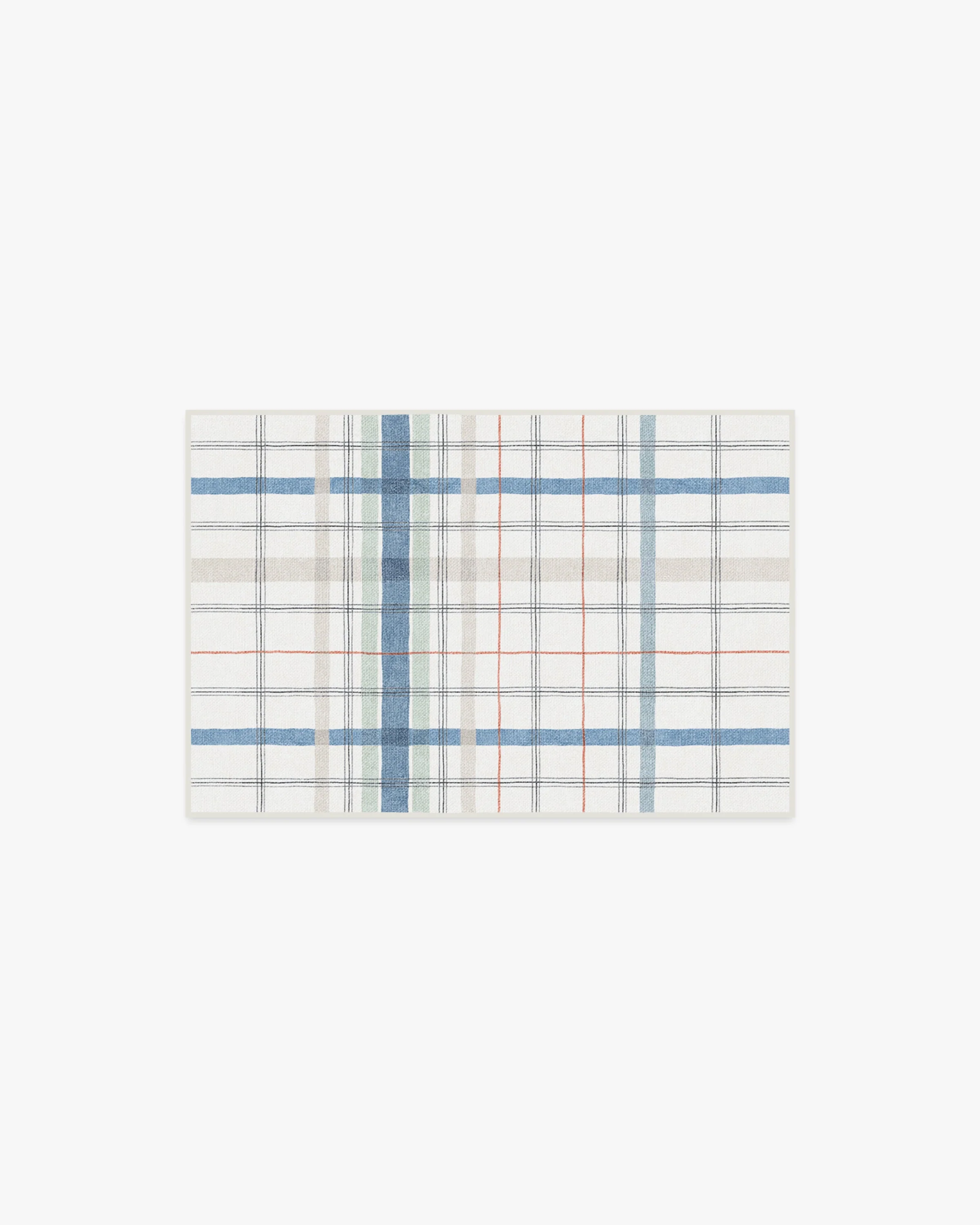 Irene Plaid Ivory & Blue Multicolor Rug