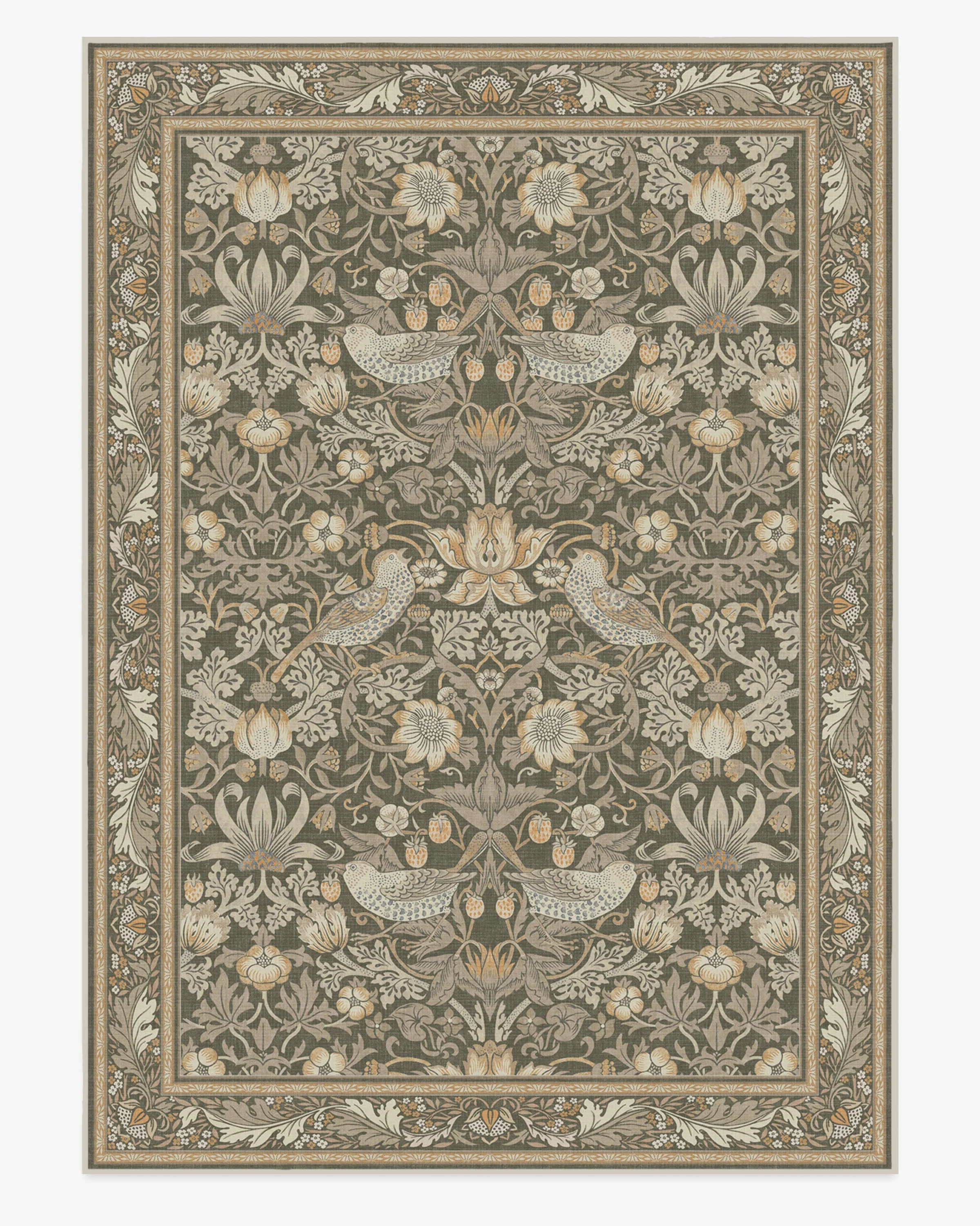 Strawberry Thief Stone Gold Flatwoven Rug by Morris & Co.