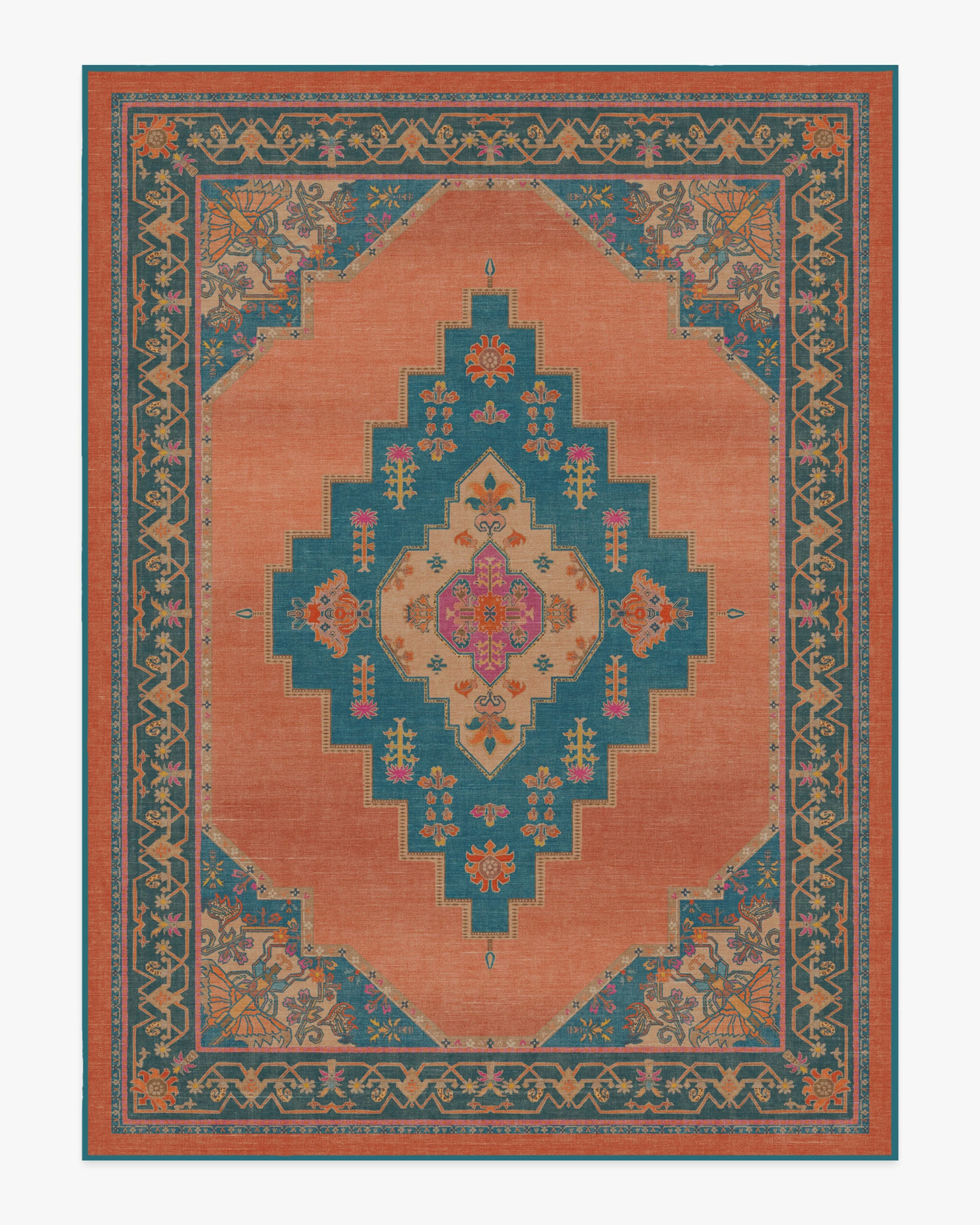Sunset Bazaar Tropic Coral Flatwoven Rug by Matthew Williamson