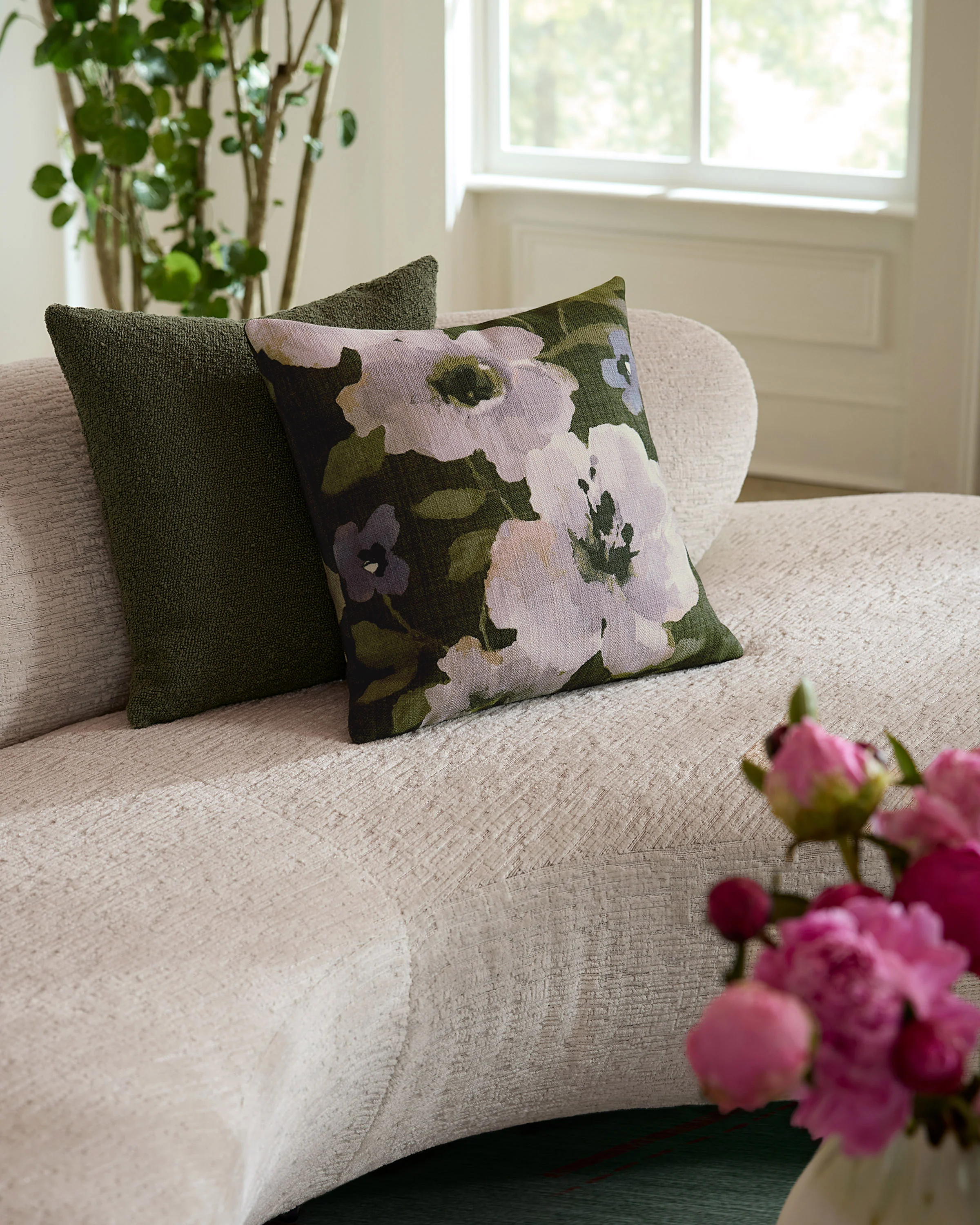 Evelyn Green Woven Throw Pillow