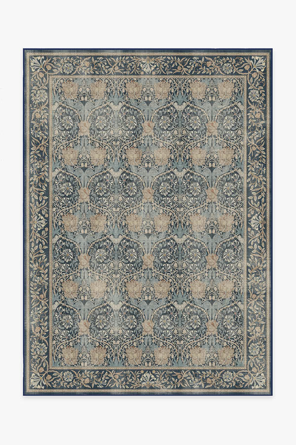 Honeysuckle & Tulip Indigo Flatwoven Rug by Morris & Co.