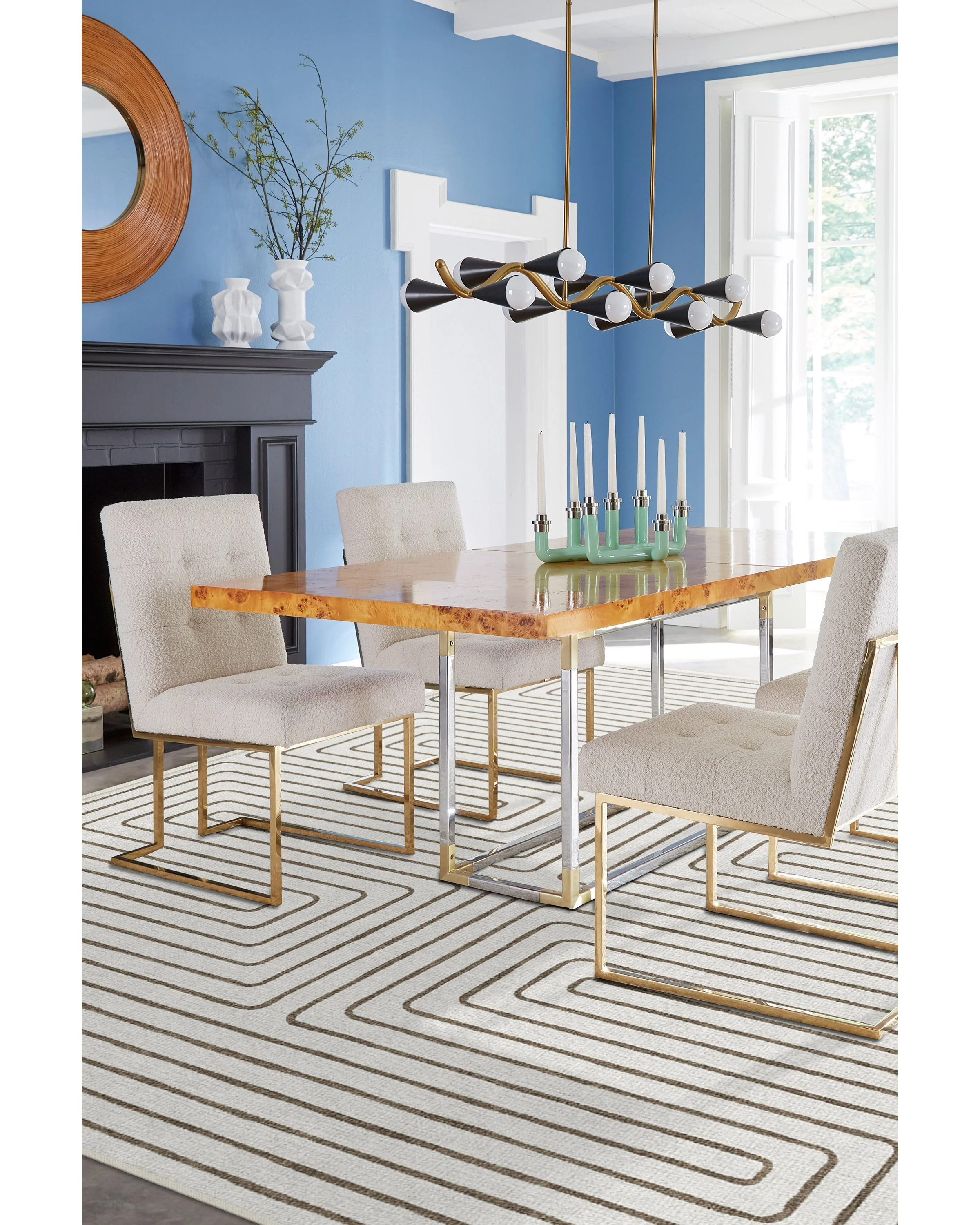 Labyrinth Camel & Ivory Flatwoven Rug by Jonathan Adler