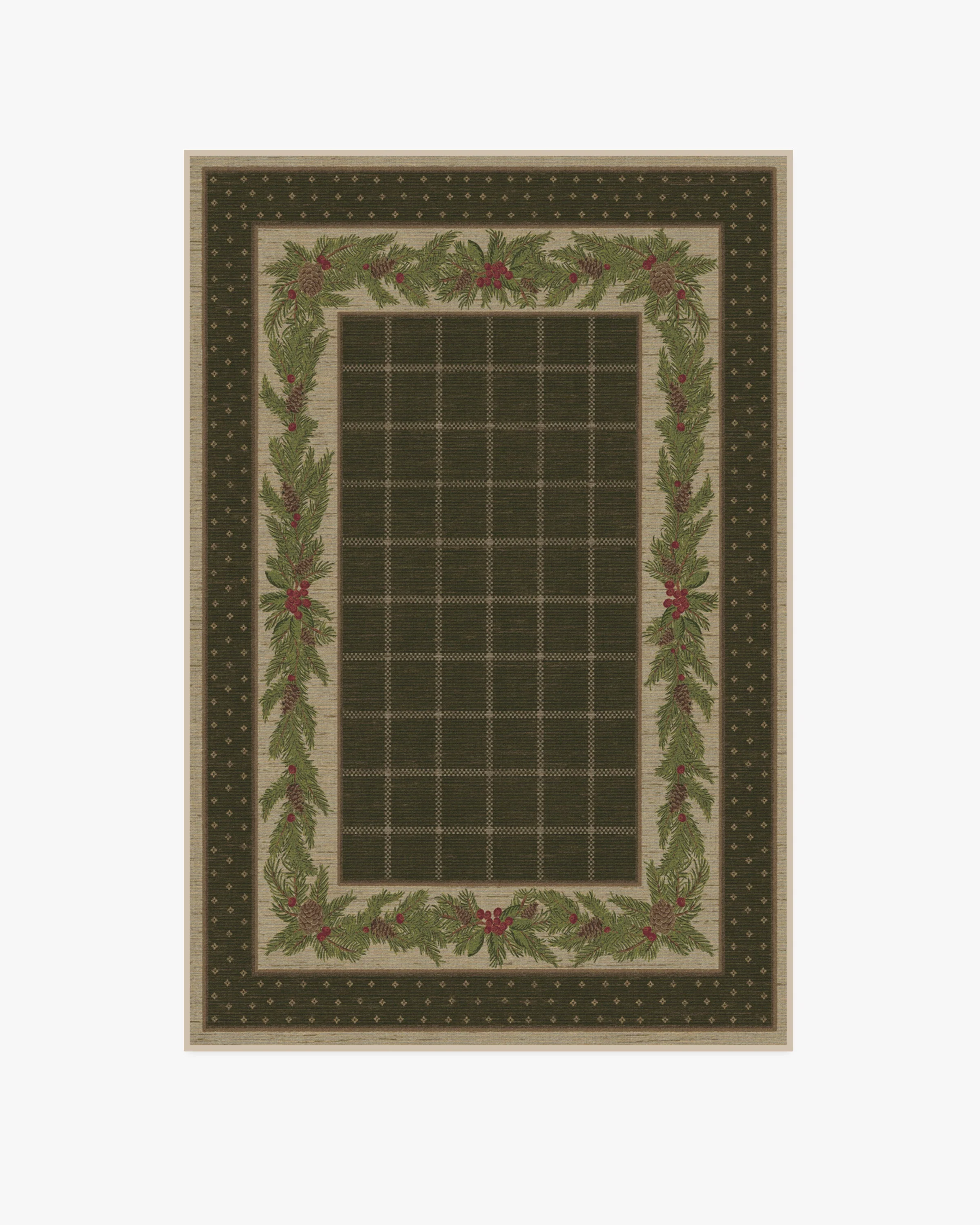 Pine Border Dark Olive Rug