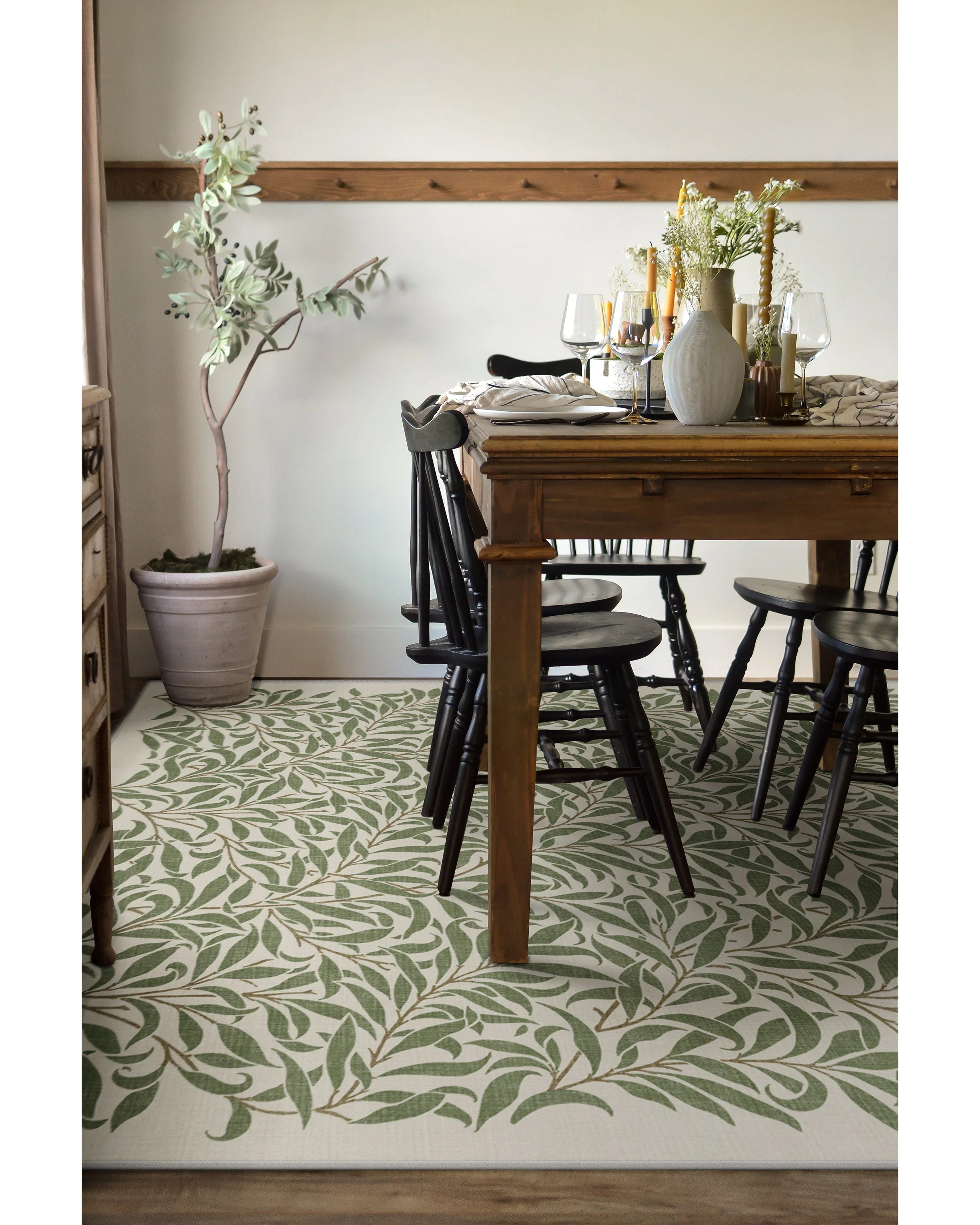 Pure Willow Boughs Green Flatwoven Rug by Morris & Co.