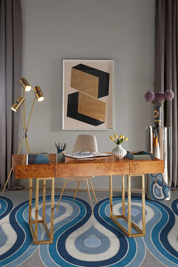 Milano Blue Steel Rug by Jonathan Adler