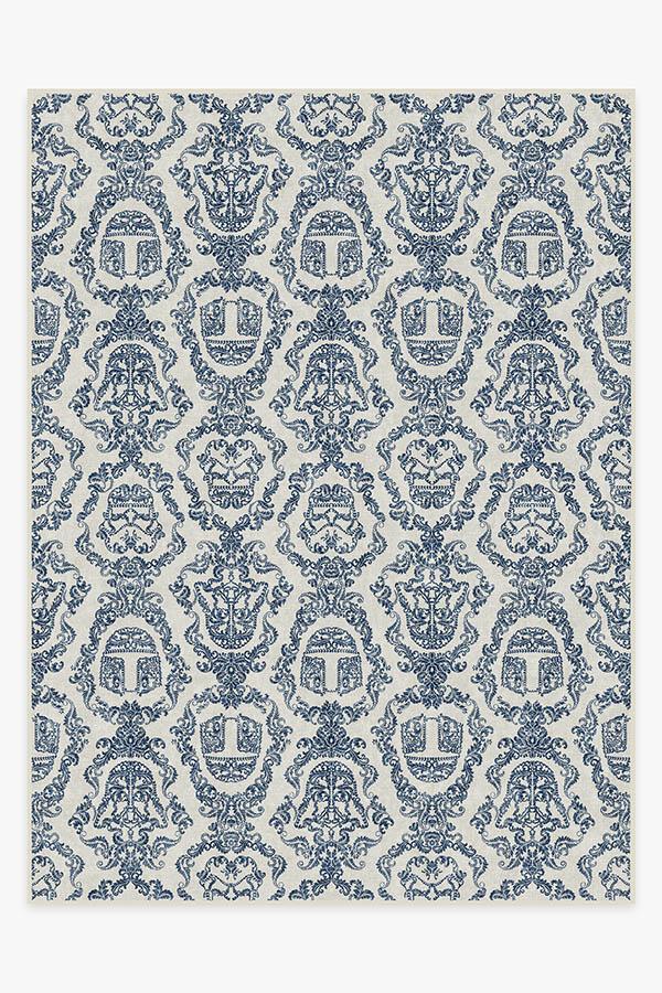 Dark Side Damask Delft Blue Flatwoven Rug