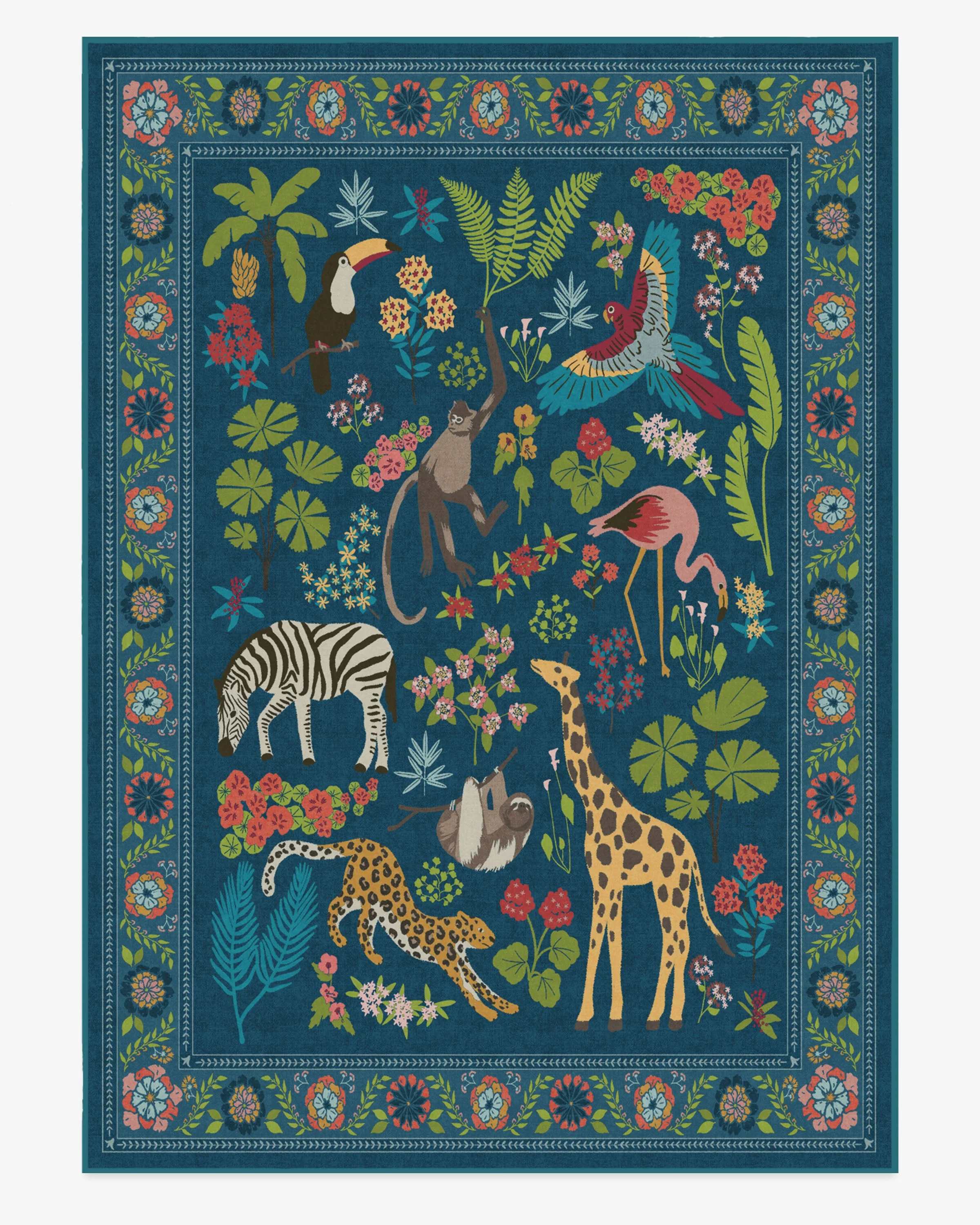 Jingle Jungle Royal Blue Flatwoven Rug by Iris Apfel