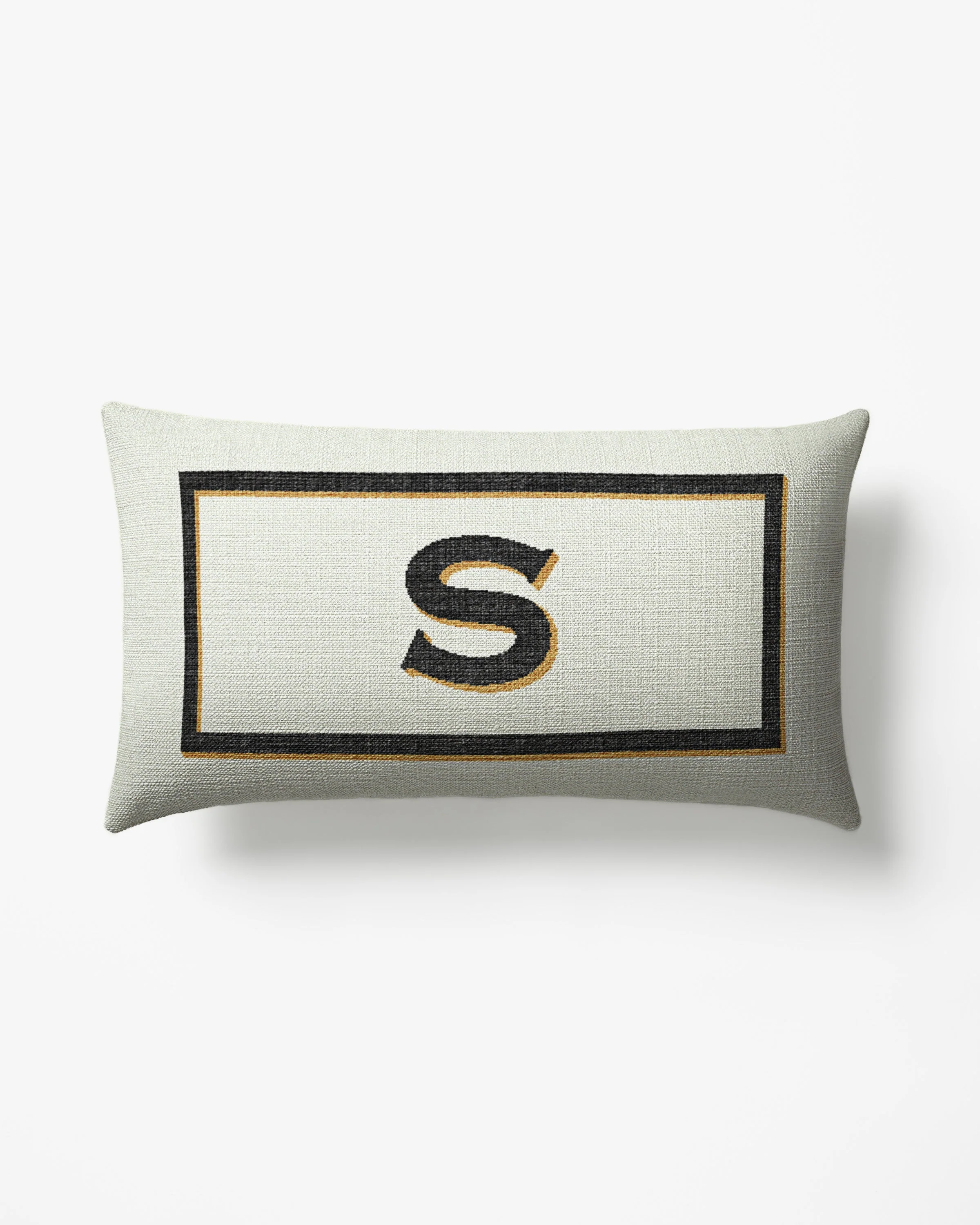 Classic Monogram Ivory Woven Throw Pillow, 12x21 by Jonathan Adler