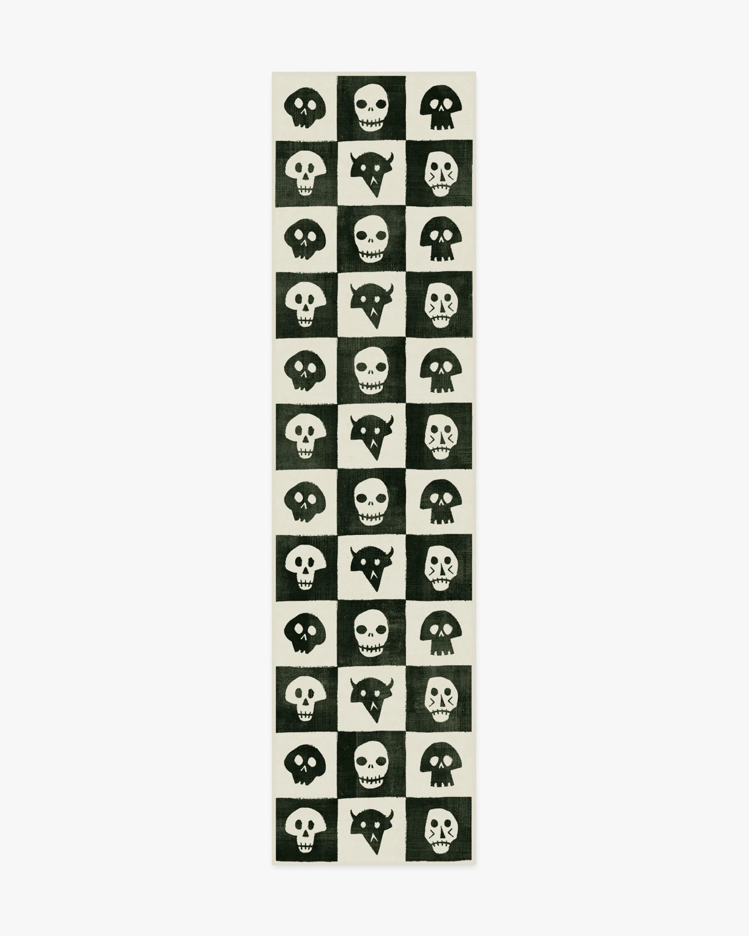 Grim Grins Black & Ivory Flatwoven Rug