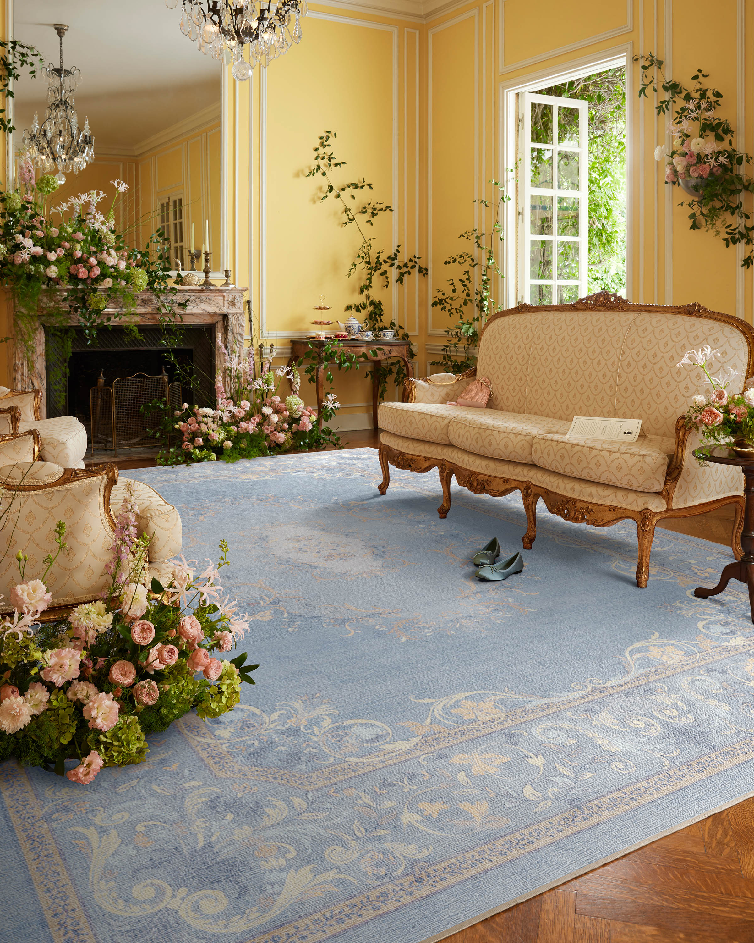 Lady Whistledown Soft Blue Flatwoven Rug by Bridgerton