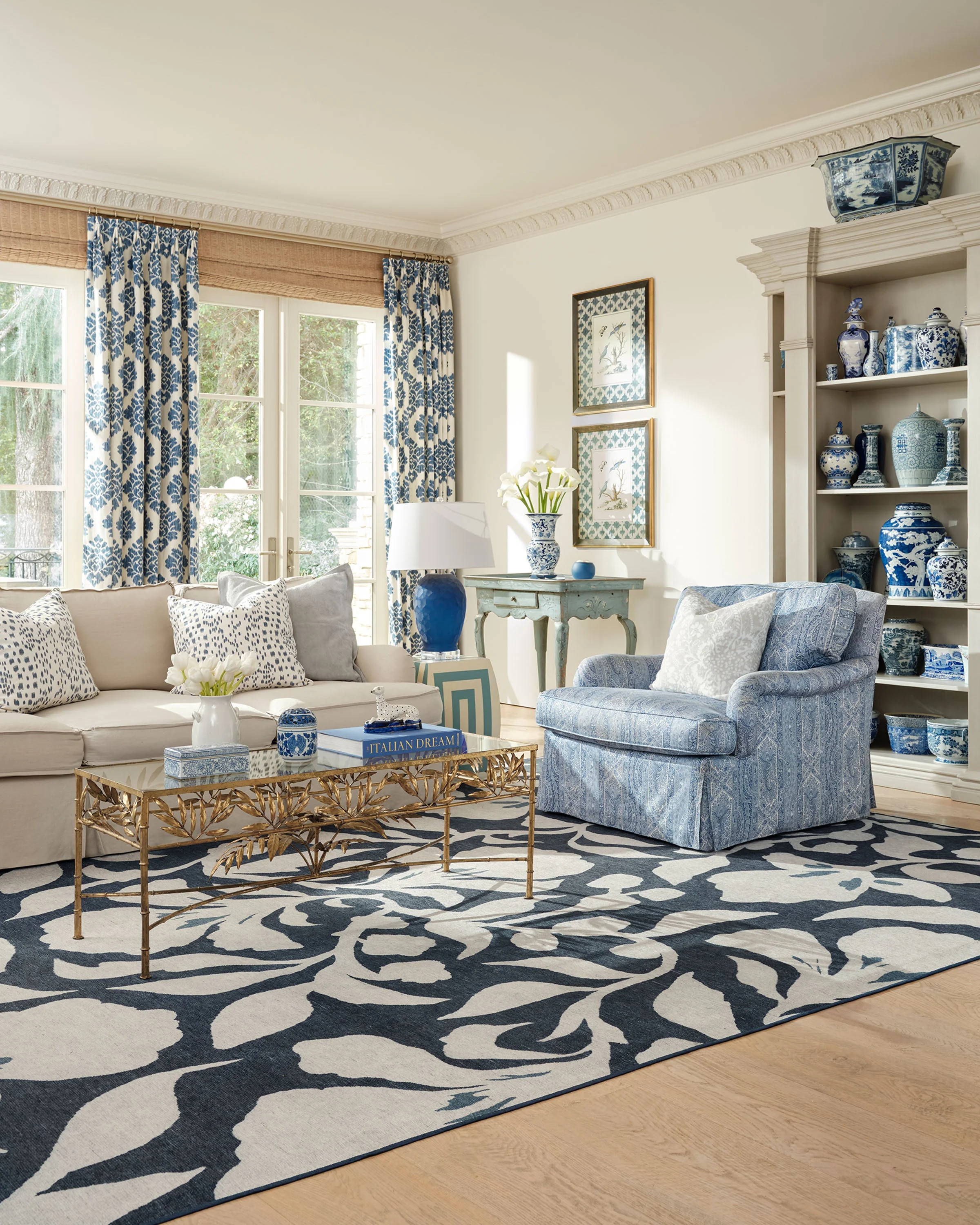 Flora Ink Blue & Ivory Rug by The Hiltons