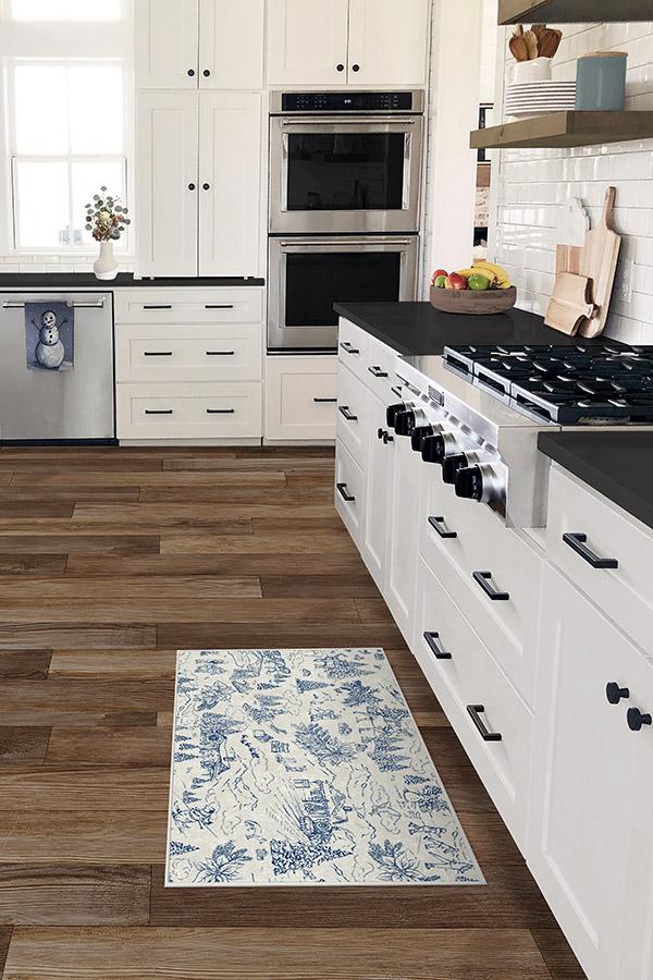 Winter Toile Blue Flatwoven Rug