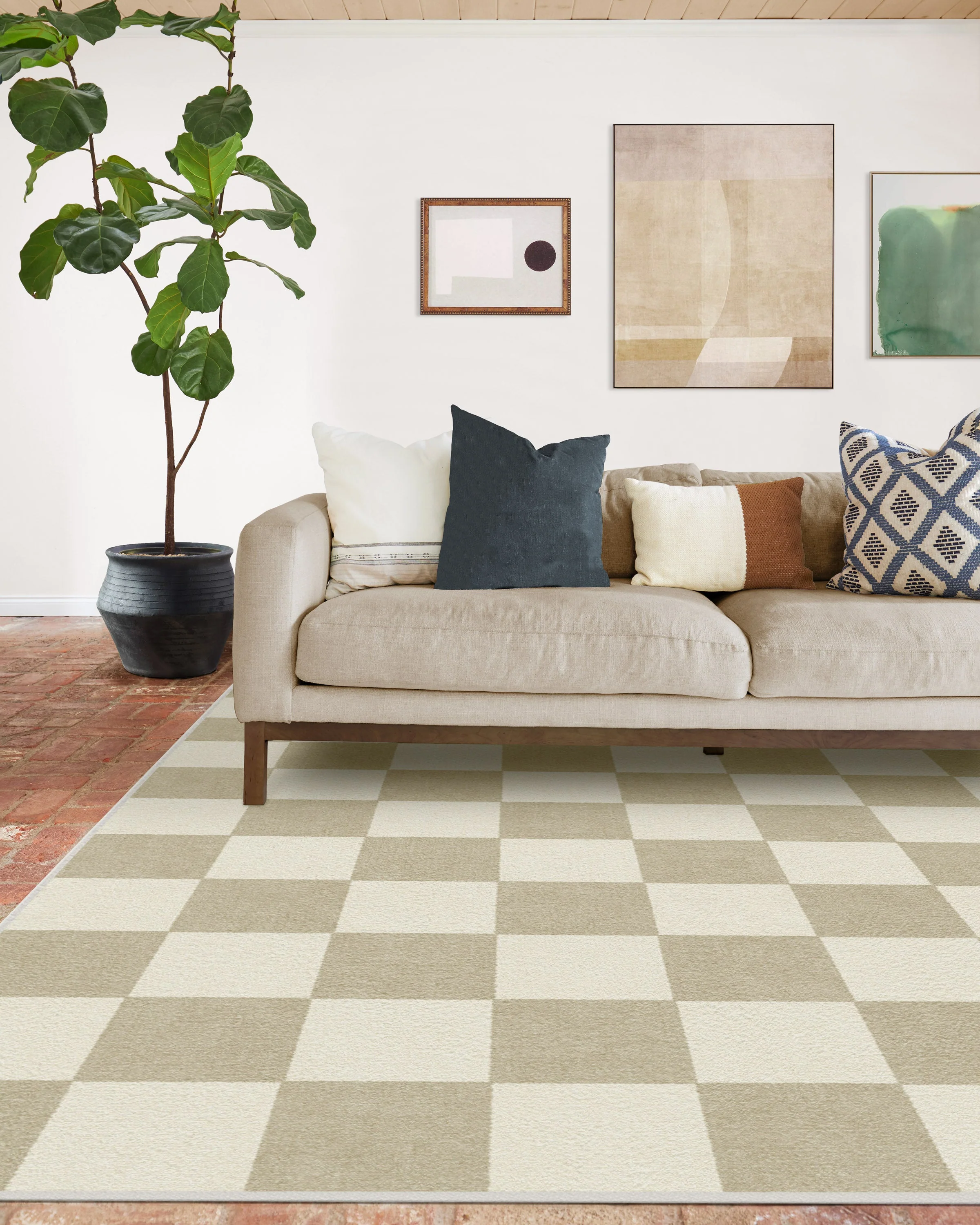 Jaque Checkered Stone Flatwoven Rug