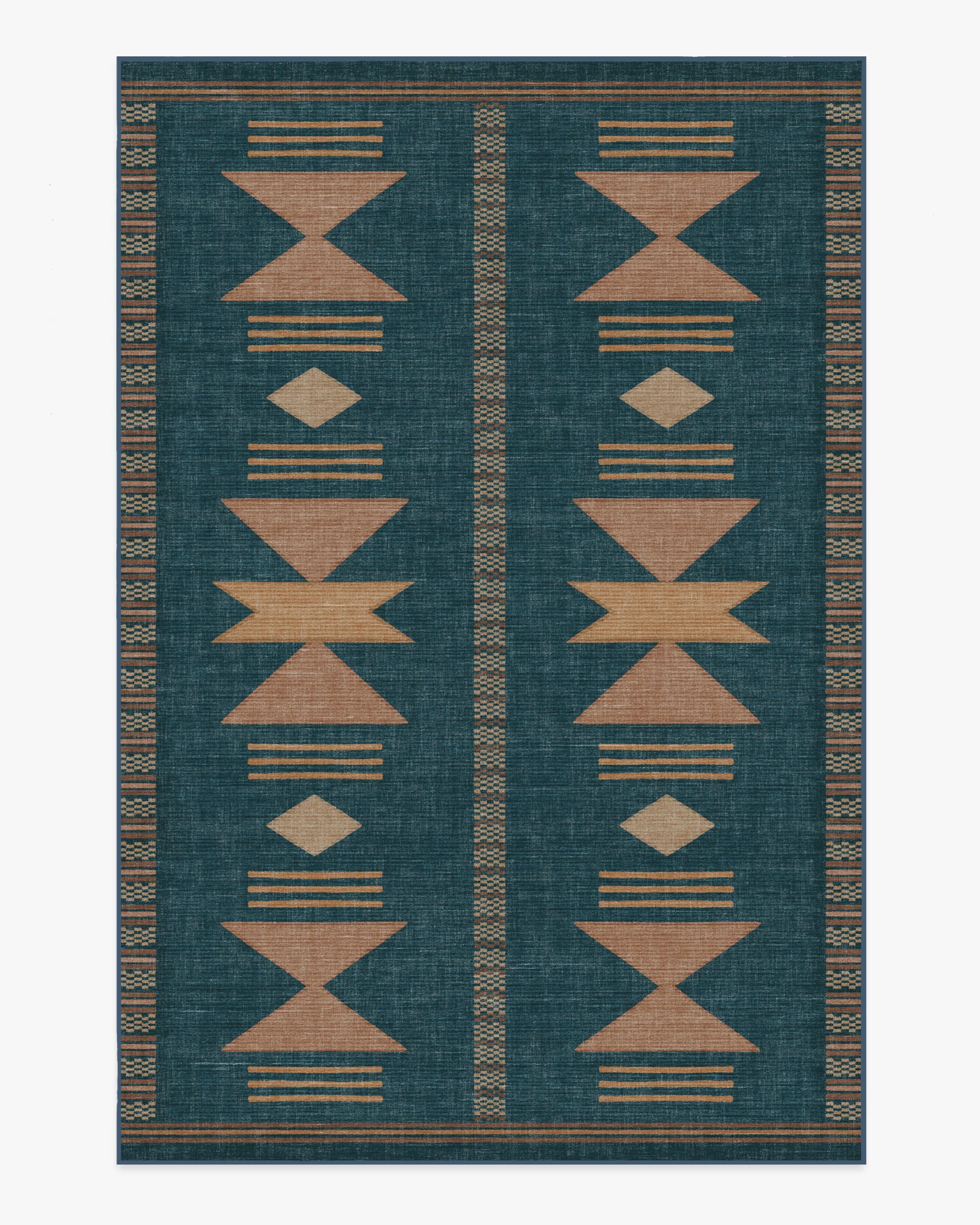 Lark Blue & Rose Flatwoven Rug
