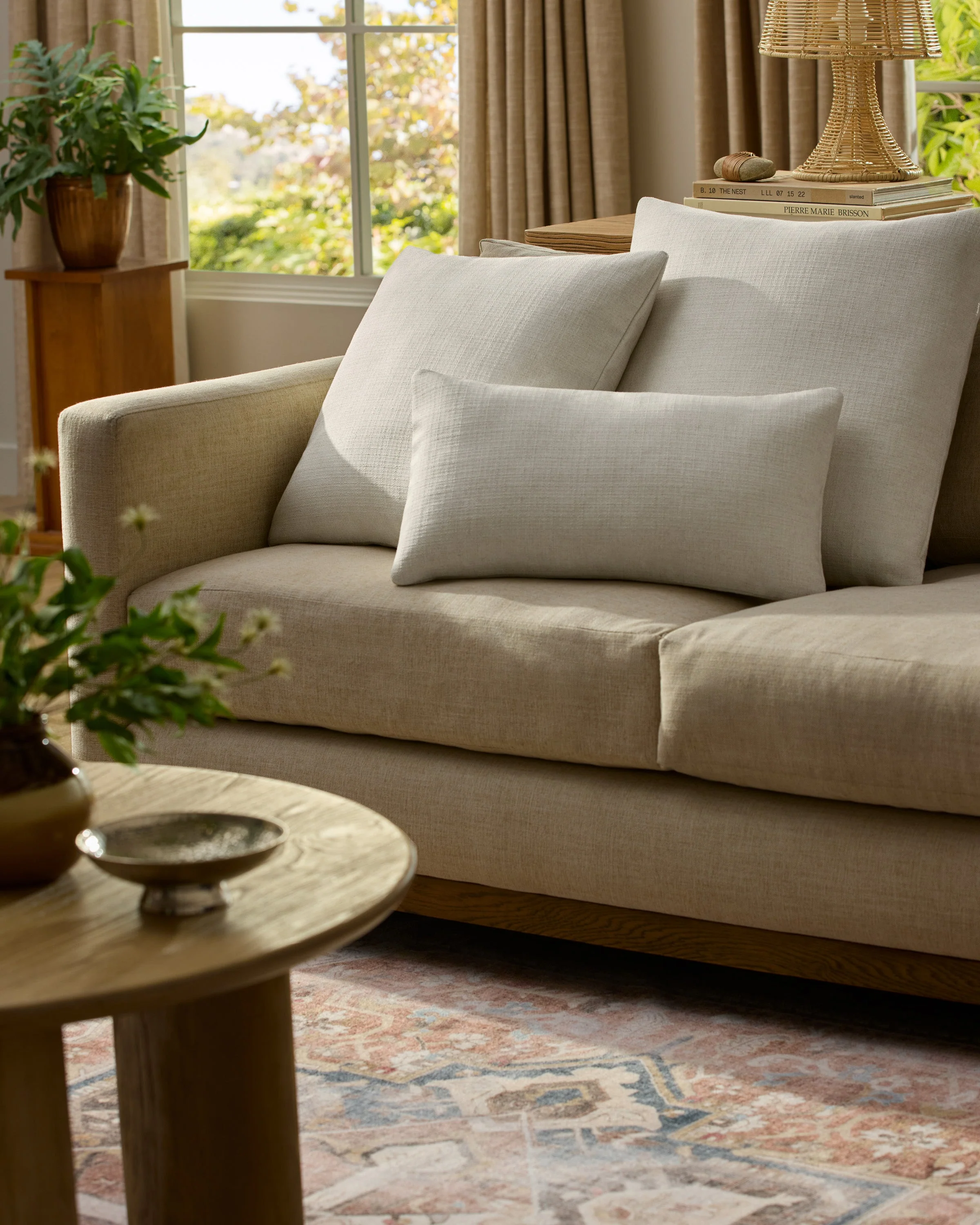 Ivory Woven Throw Pillow