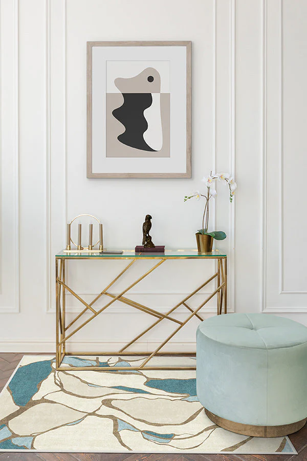 Aude Teal & Ivory Rug by Nina Takesh