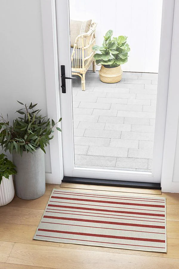 Hudson Stripe Red Flatwoven Rug