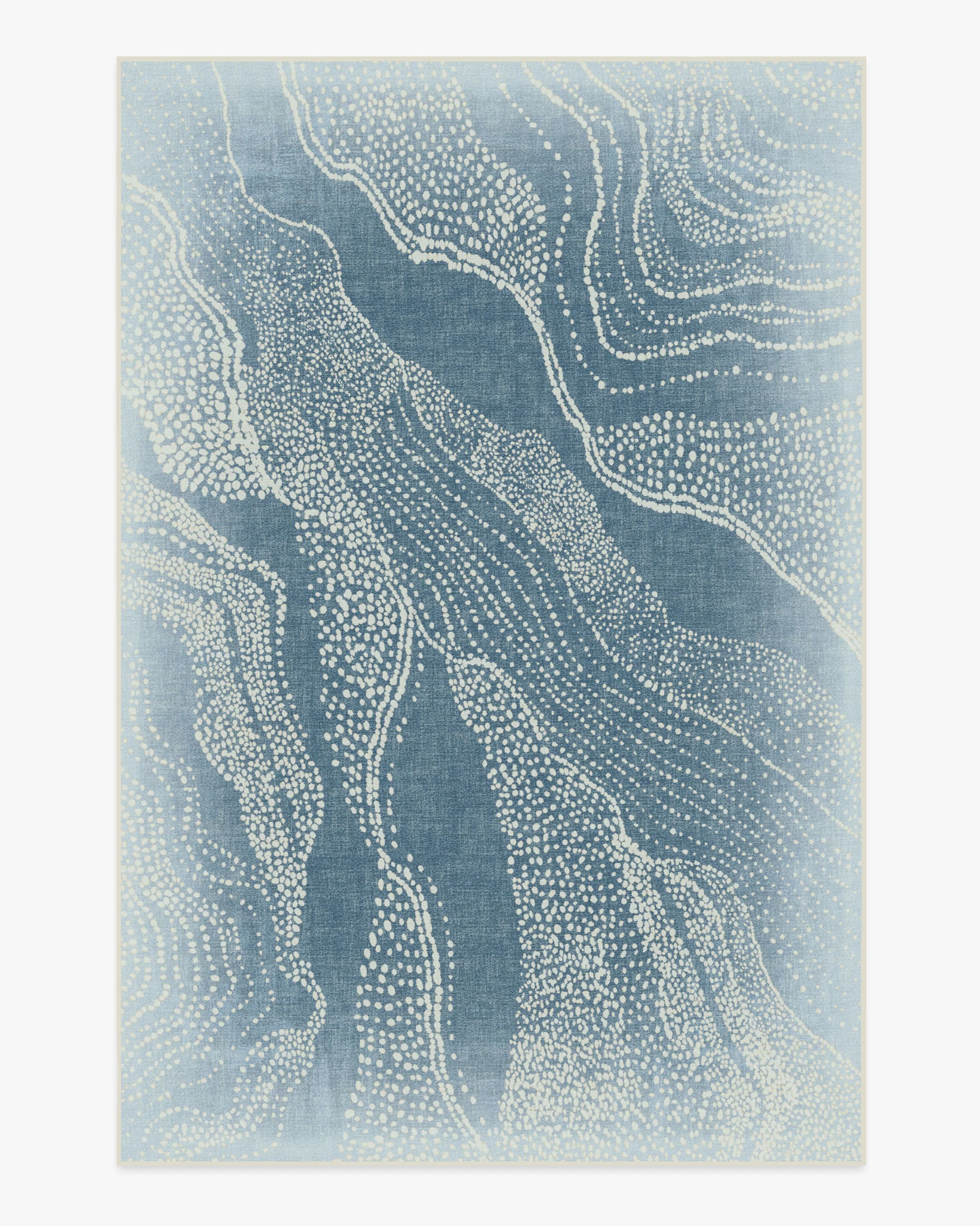 Adorned Soft Blue Flatwoven Rug by Malene Barnett