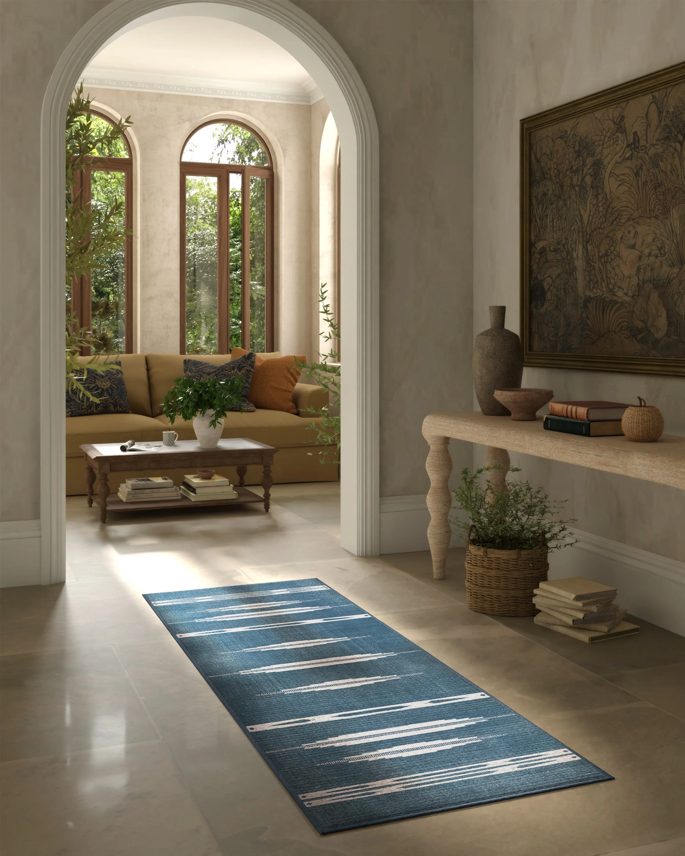 Raye Indigo & Ivory Flatwoven Rug