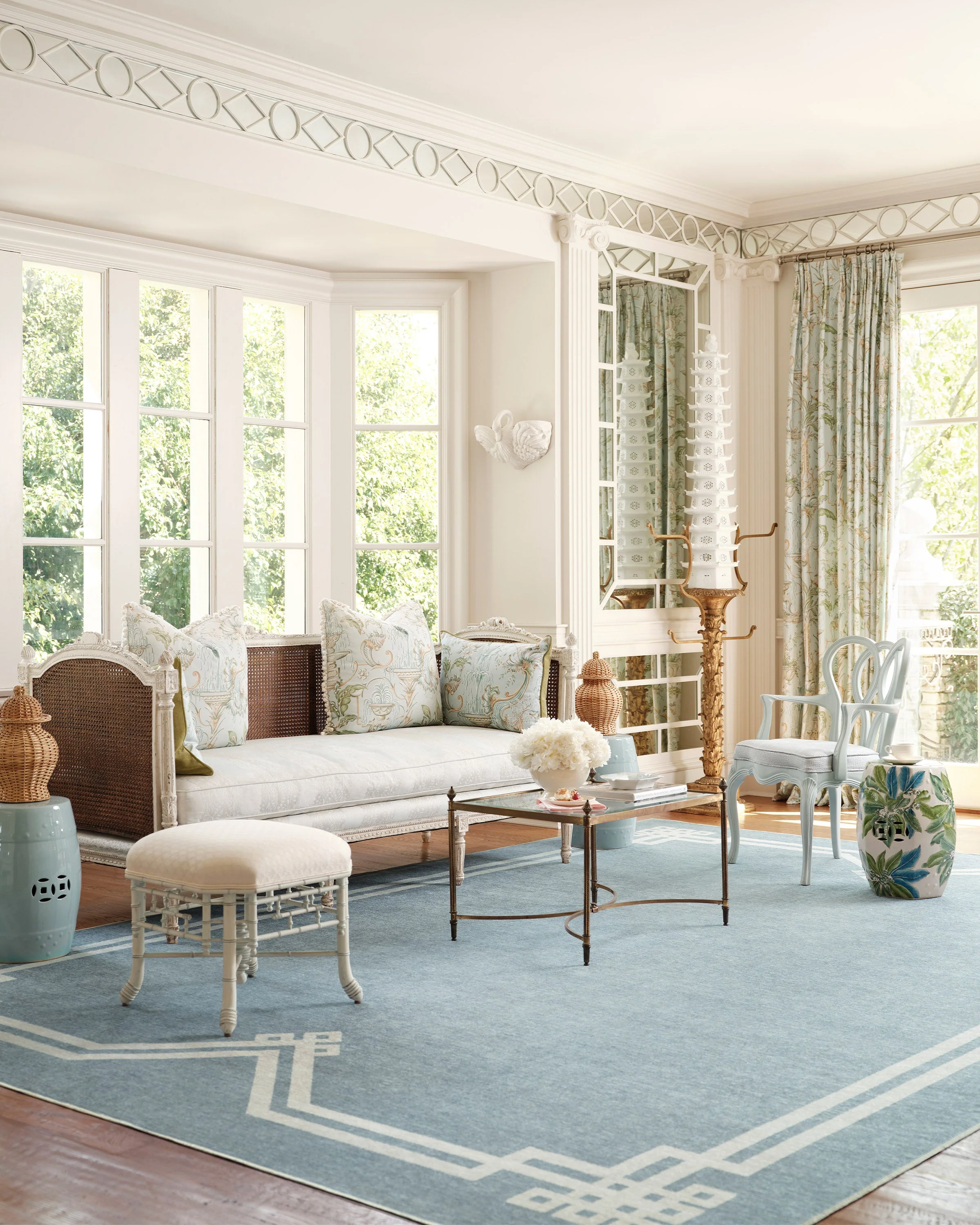 Chrysler Border Chambray Blue Rug by The Hiltons