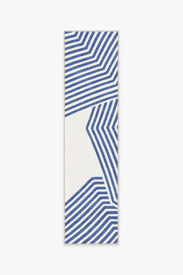 Beach Club Navy & Ivory Outdoor Rug by Gray Malin