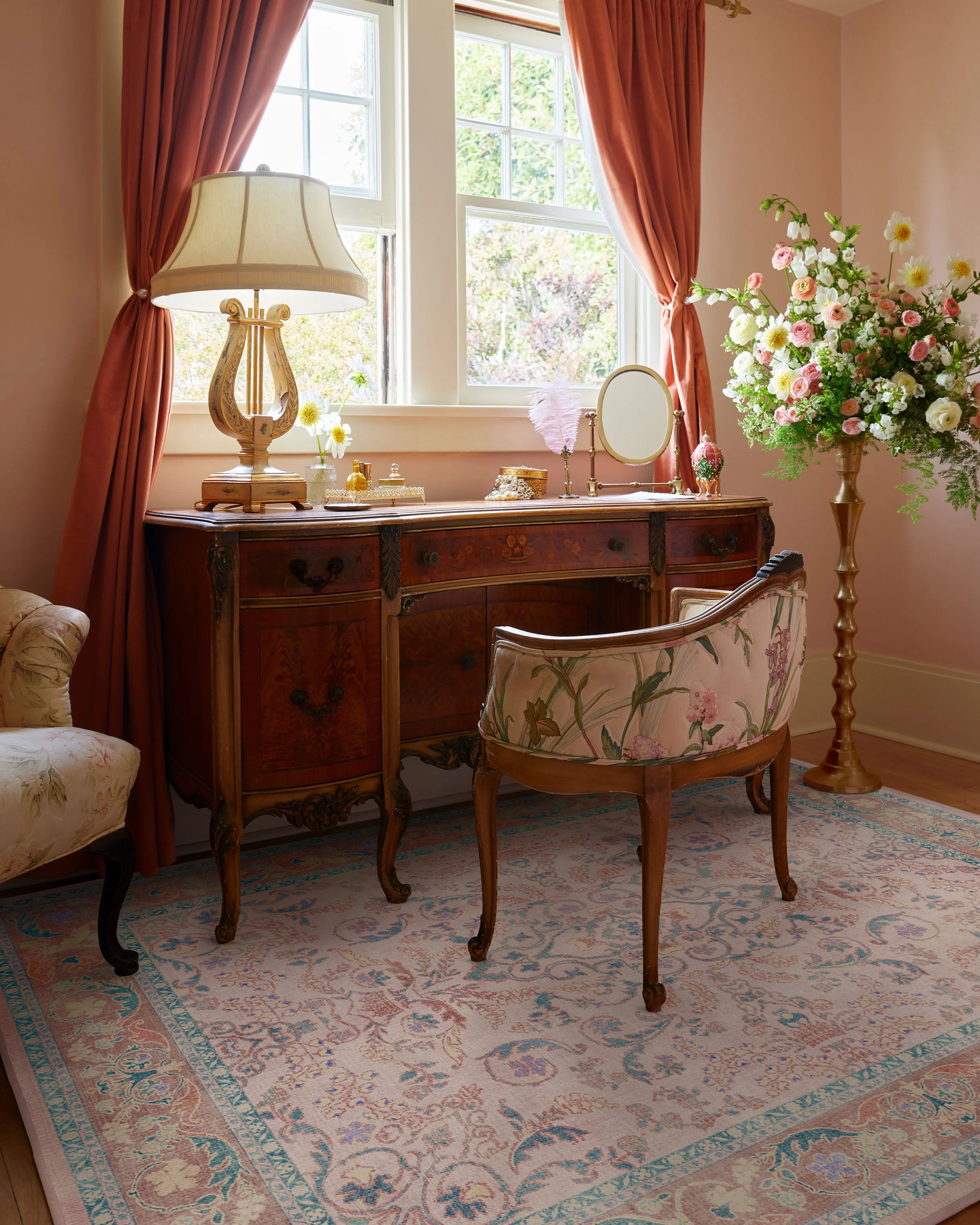 Fit For A Queen Soft Rose Rug by Bridgerton