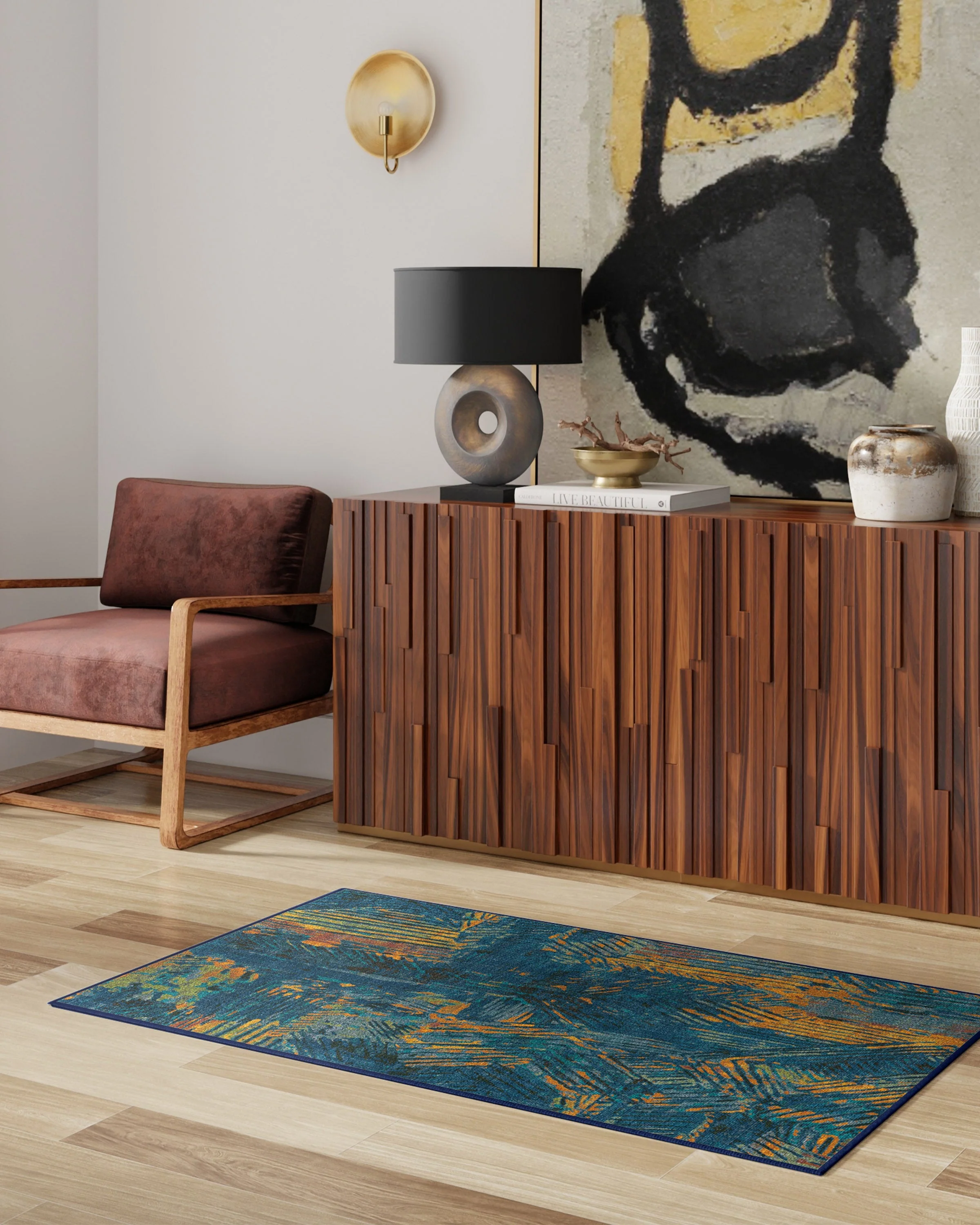 Sgraffito Royal Blue Rug by Malene Barnett