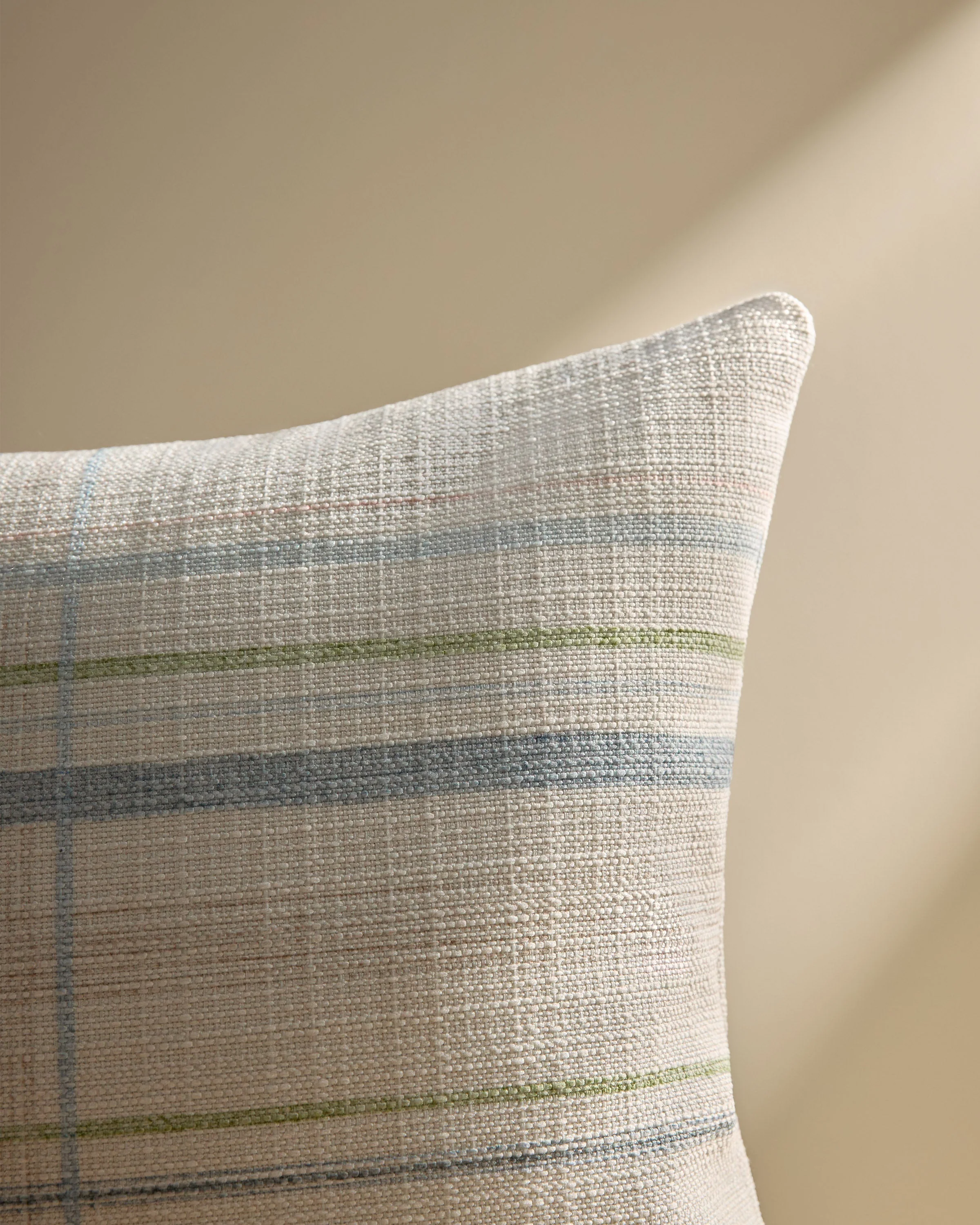 Jules Ivory & Soft Blue Woven Throw Pillow