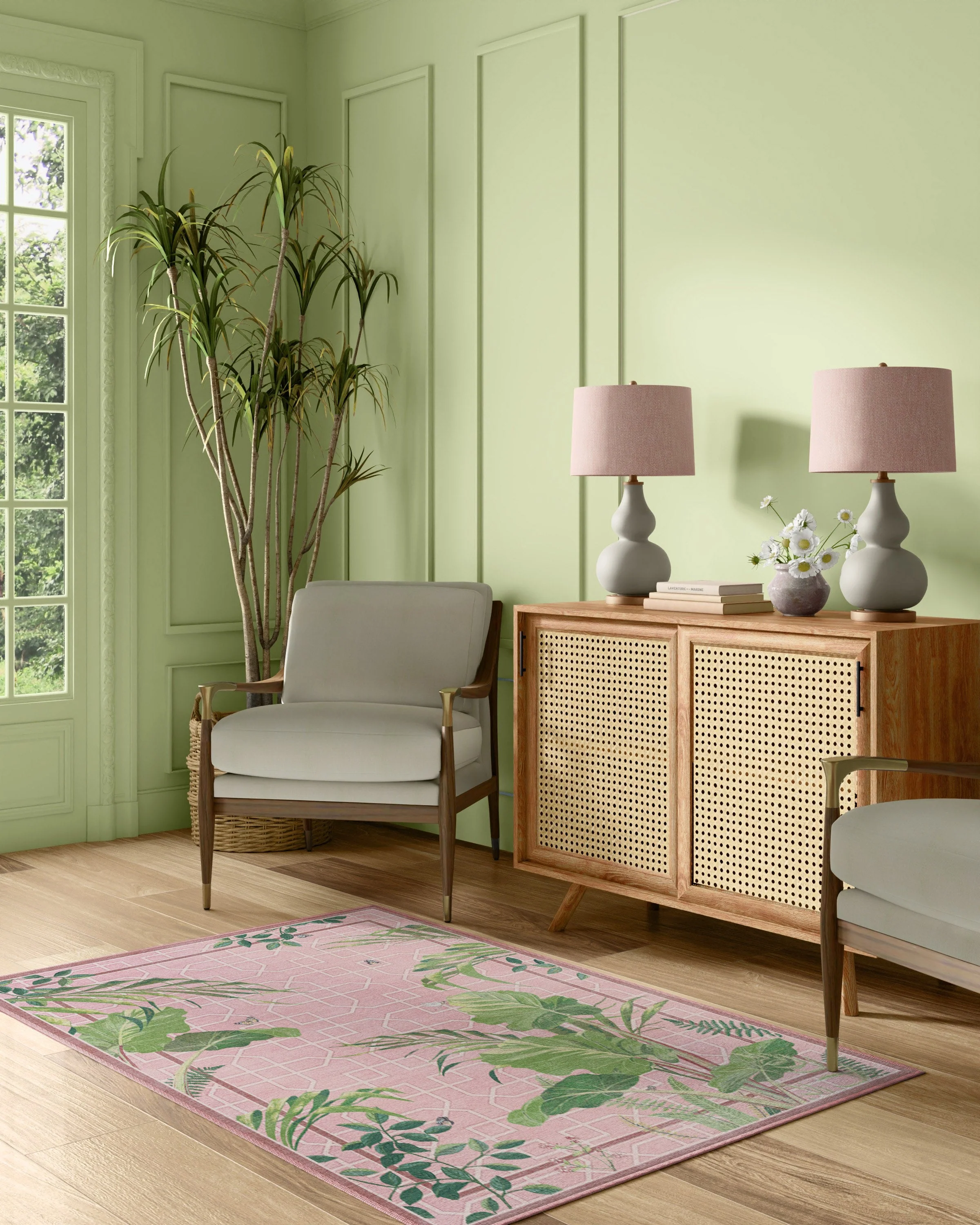 Palm House Rose Rug by Sanderson