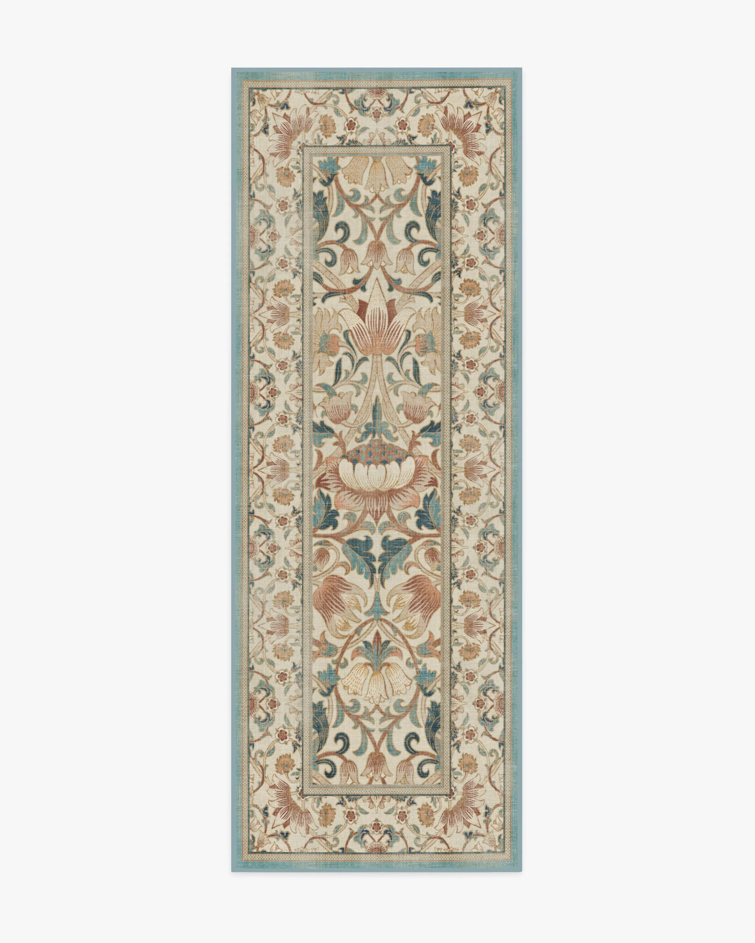 Lodden Soft Rose & Teal Rug by Morris & Co.