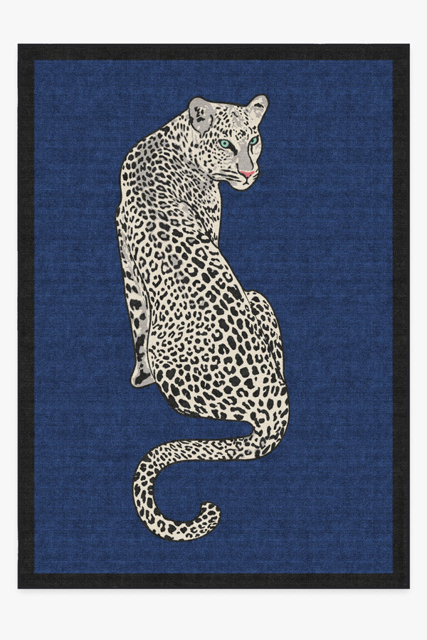 Snow Leopard Sapphire Flatwoven Rug by Jonathan Adler