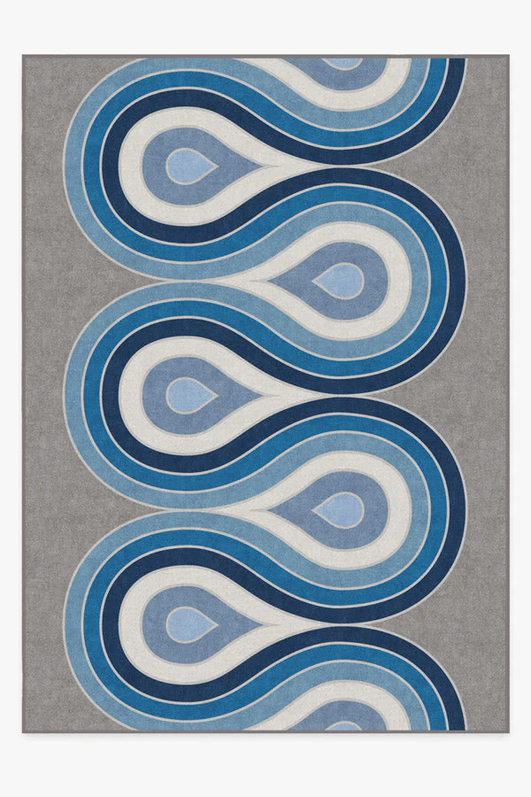 Milano Blue Steel Flatwoven Rug by Jonathan Adler