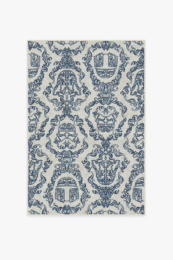 Dark Side Damask Delft Blue Flatwoven Rug